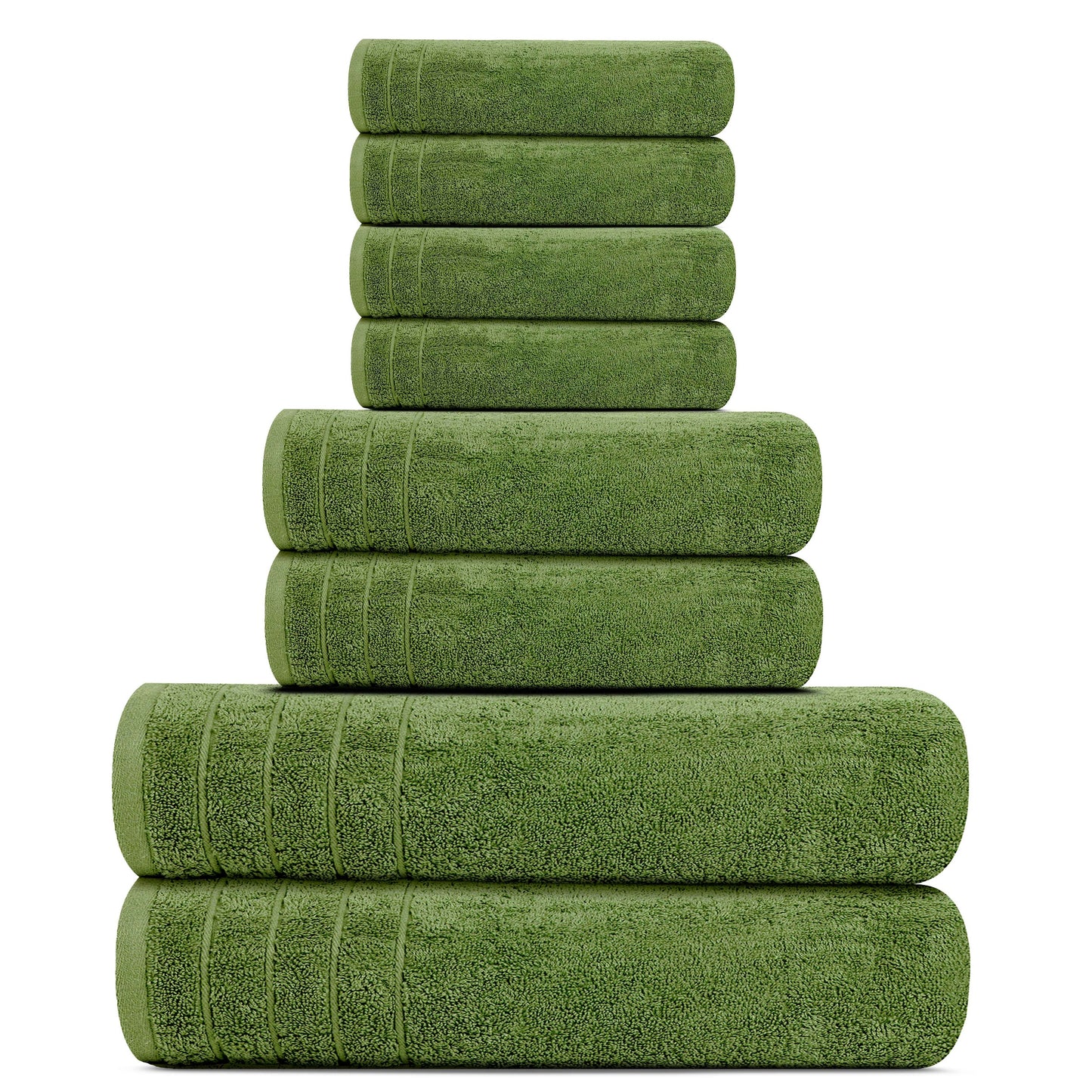 Tens Towels 8 Piece Towels Set, 2 Extra Large Bath Towels, 2 Hand Towels, 4 Washcloths (Green)