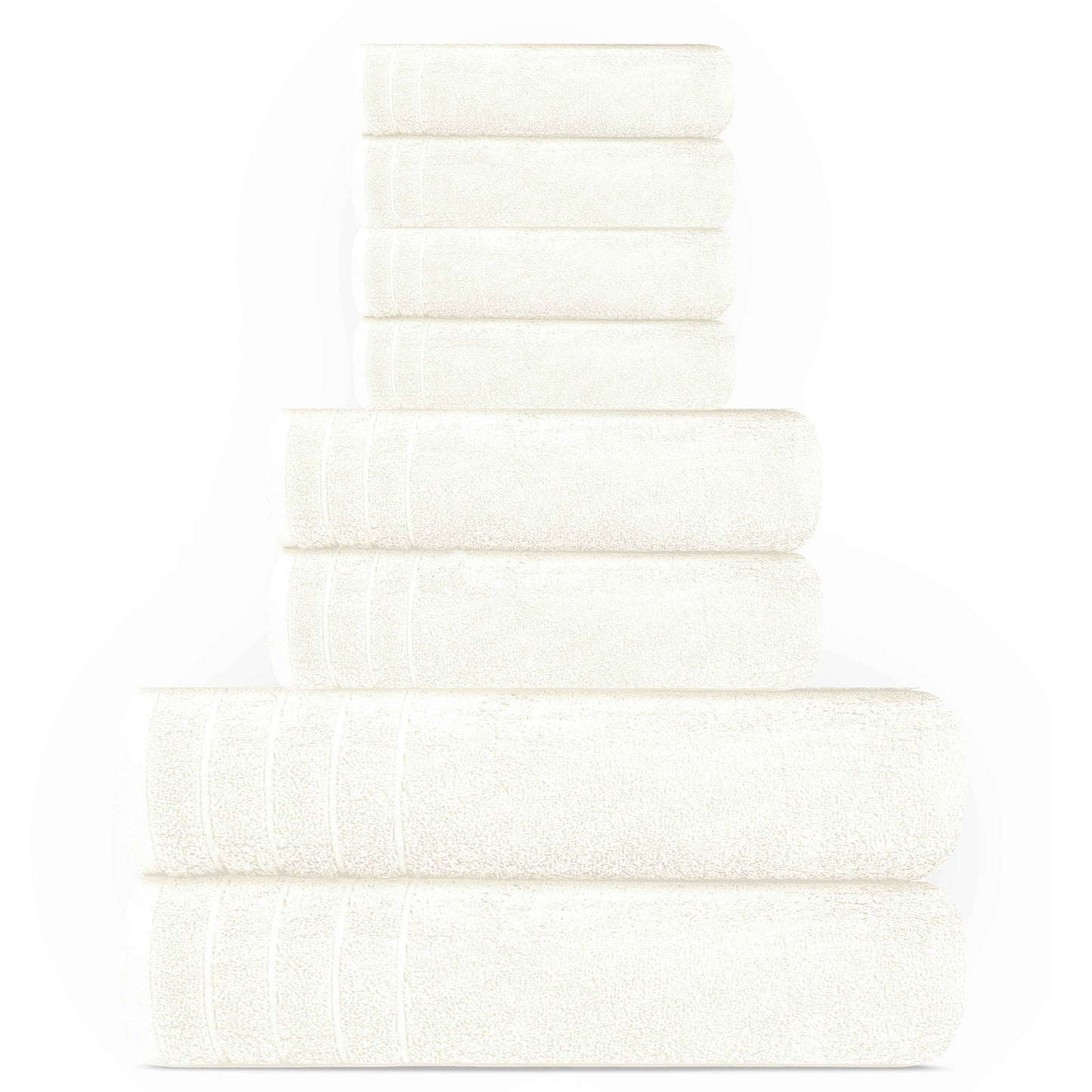 Tens Towels 8 Piece Towels Set, 2 Extra Large Bath Towels, 2 Hand Towels, 4 Washcloths (Cream)