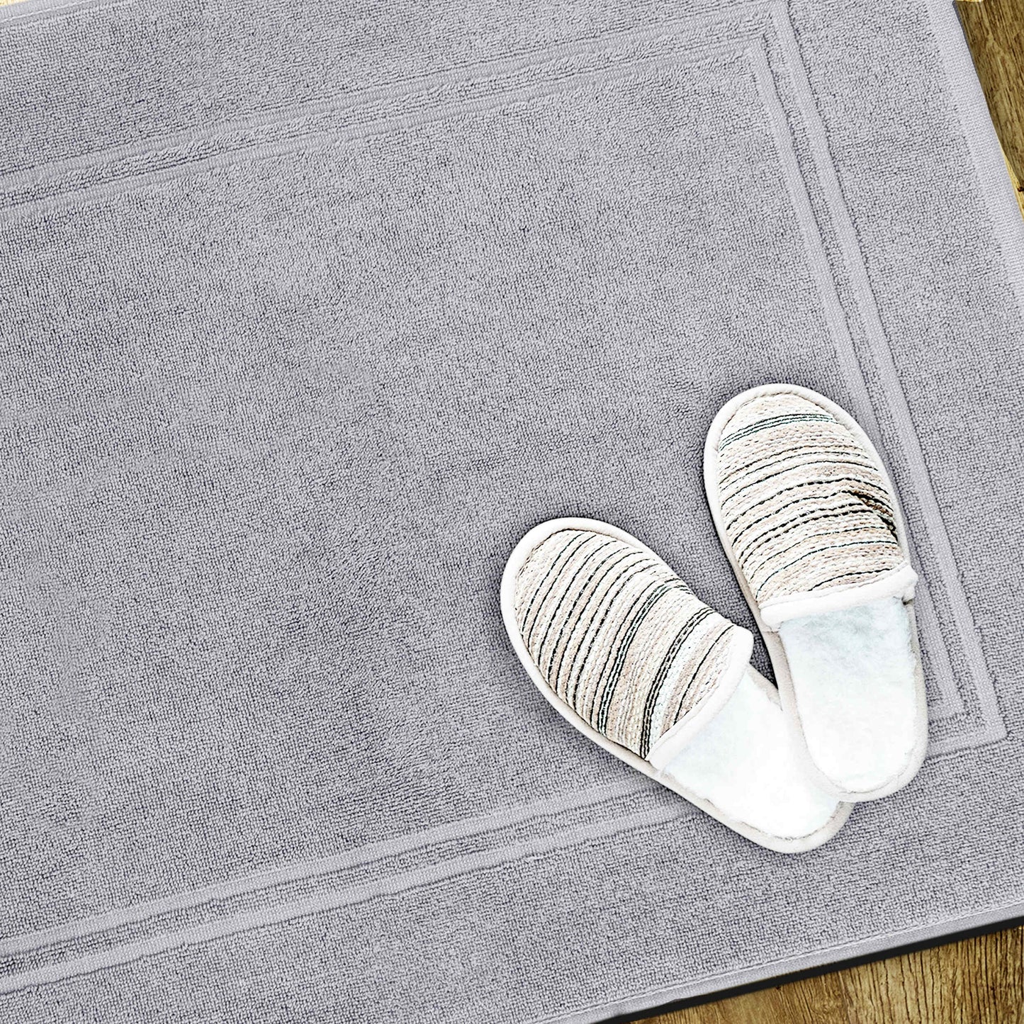 Bath MATS Super Absorbent, Premium Floor Towels, Luxurious Soft & Quick Dry (Silver Grey, 2PC Set)