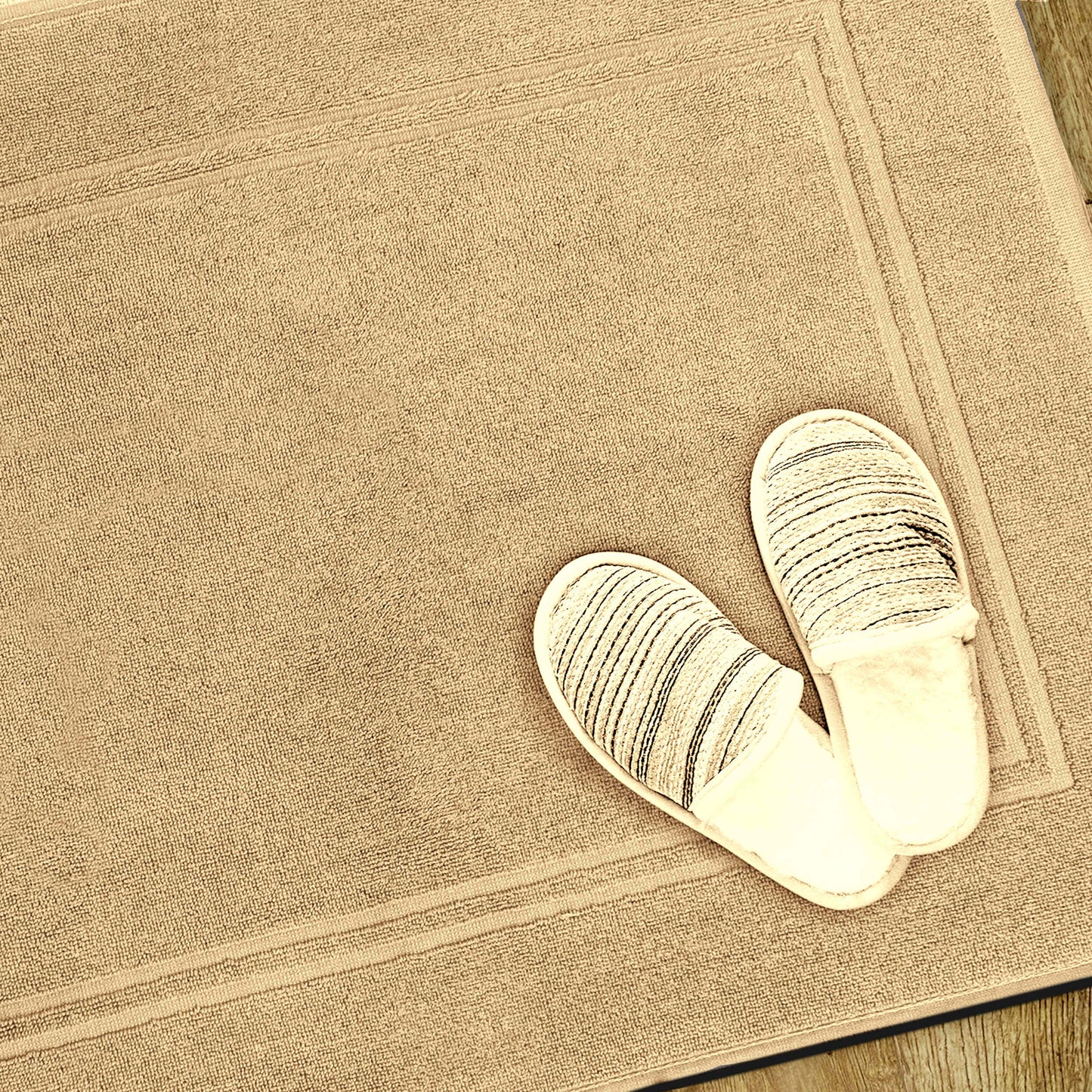 Bath MATS Super Absorbent, Premium Floor Towels, Luxurious Soft & Quick Dry (Beige, 2PC Set)