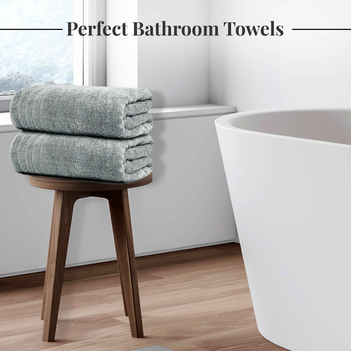 Tens Towels 8 Piece Towels Set, 2 Extra Large Bath Towels, 2 Hand Towels, 4 Washcloths (Cool Grey)