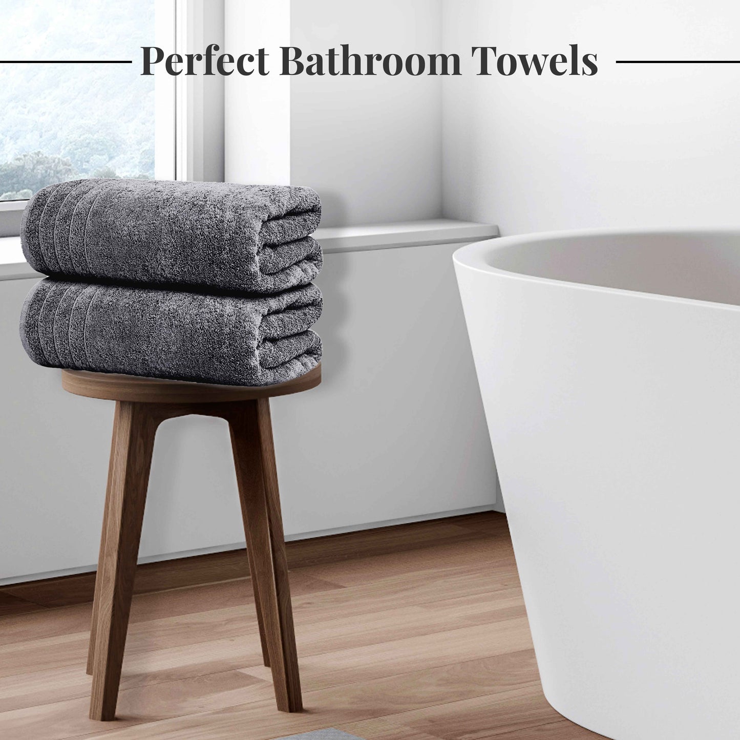 Tens Towels 8 Piece Towels Set, 2 Extra Large Bath Towels, 2 Hand Towels, 4 Washcloths (Dark Grey)