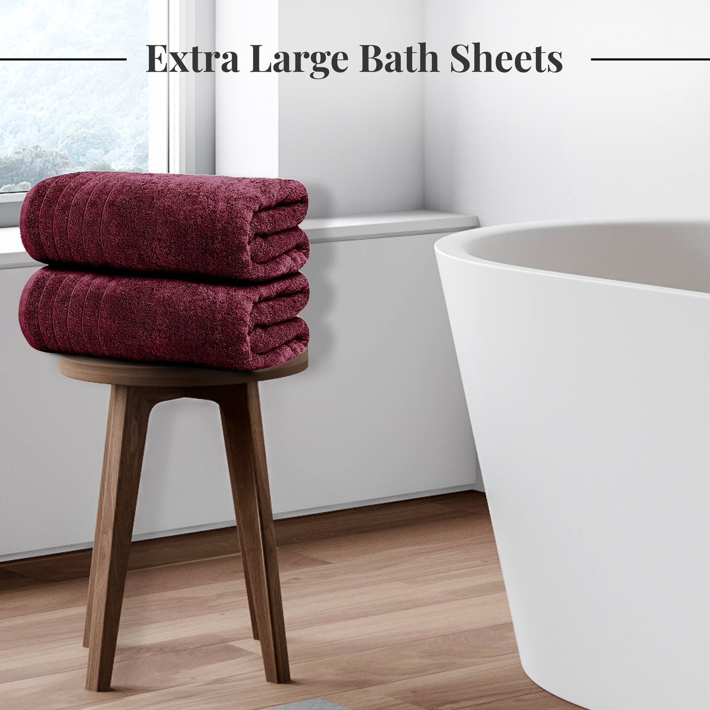 Tens Towels Large Bath Sheets, 100% Cotton, 35x70 inches Extra Large Bath Towel Sheets (Pack of 2, Burgundy)