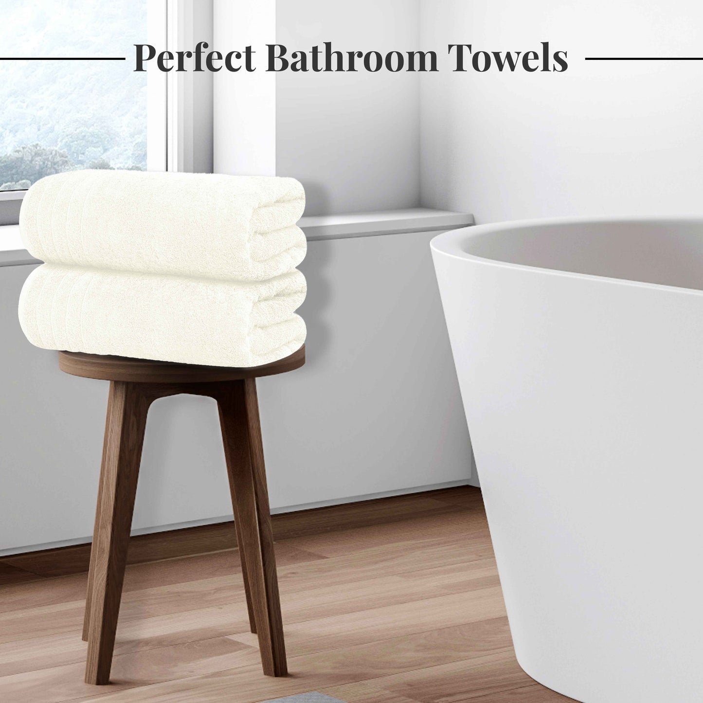 Tens Towels 8 Piece Towels Set, 2 Extra Large Bath Towels, 2 Hand Towels, 4 Washcloths (Cream)