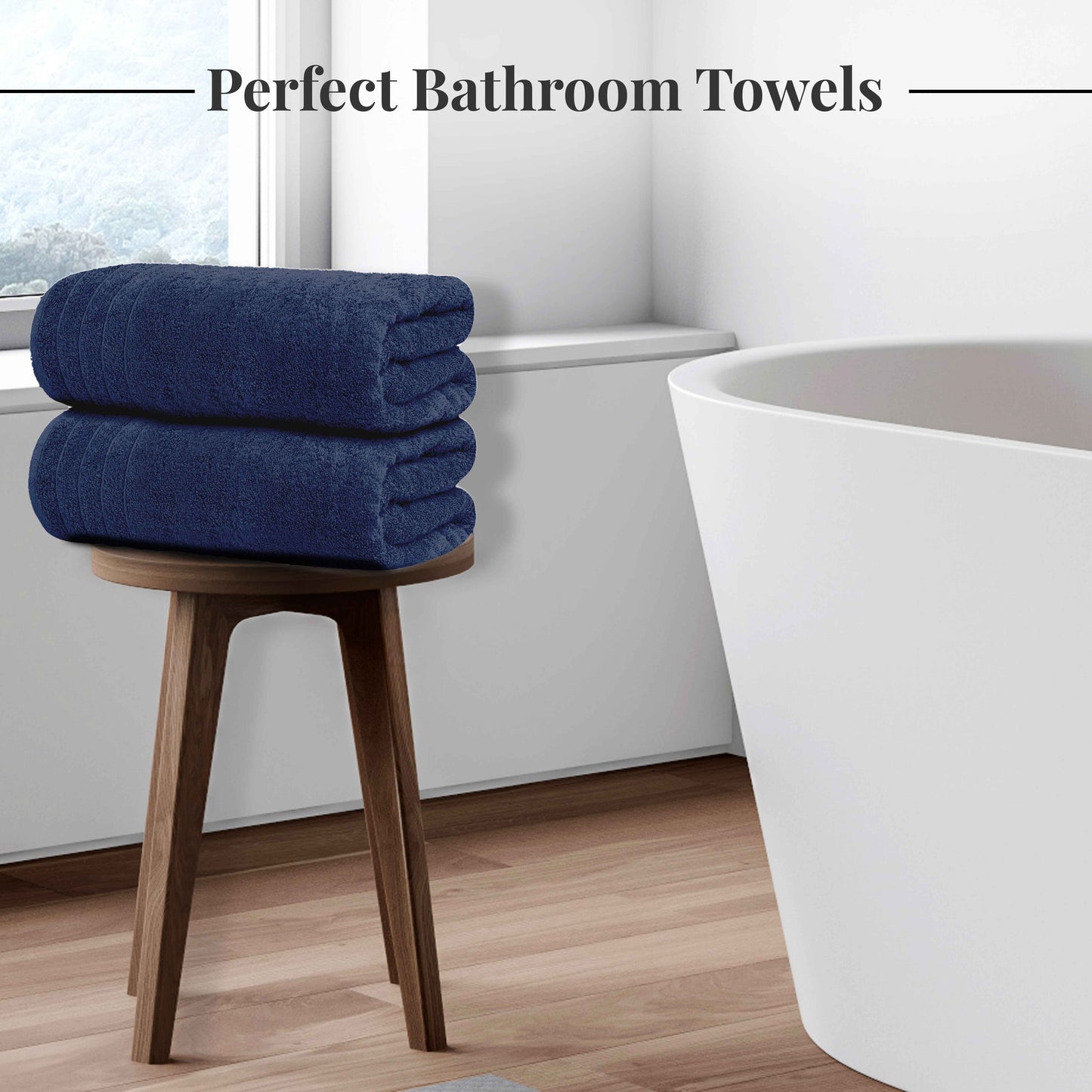 Tens Towels 8 Piece Towels Set, 2 Extra Large Bath Towels, 2 Hand Towels, 4 Washcloths (Navy)