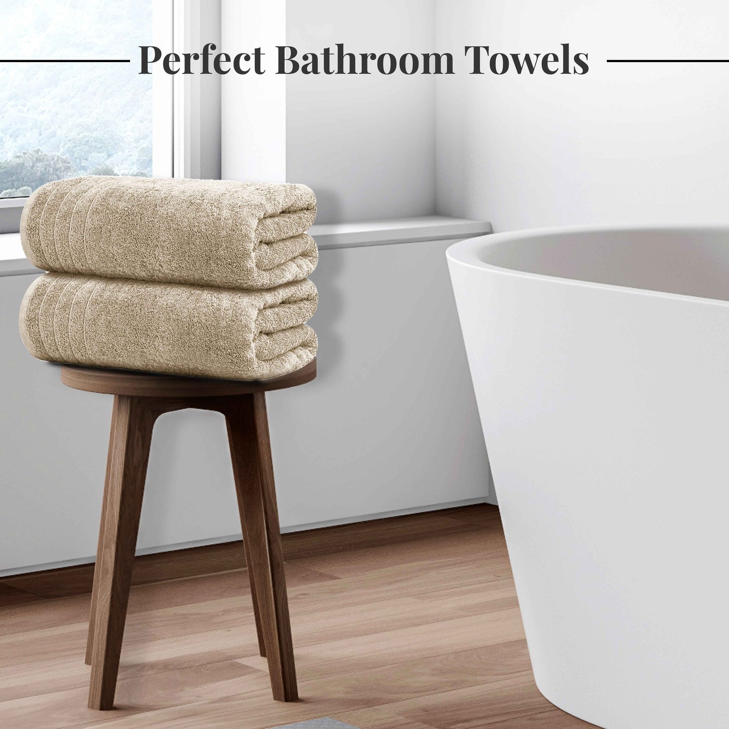 Tens Towels 8 Piece Towels Set, 2 Extra Large Bath Towels, 2 Hand Towels, 4 Washcloths (Beige)