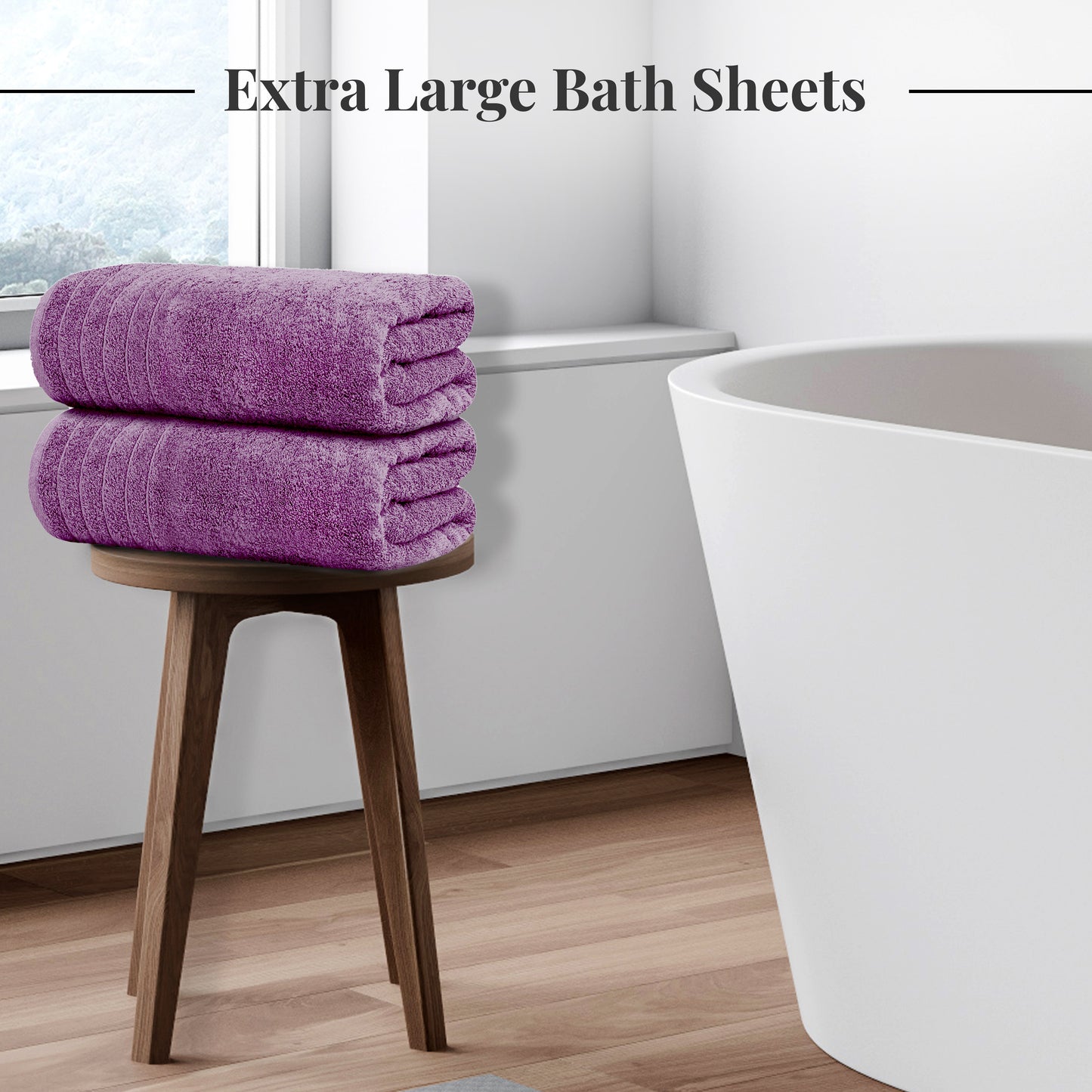Tens Towels Large Bath Sheets, 100% Cotton, 35x70 inches Extra Large Bath Towel Sheets (Pack of 2, Purple)