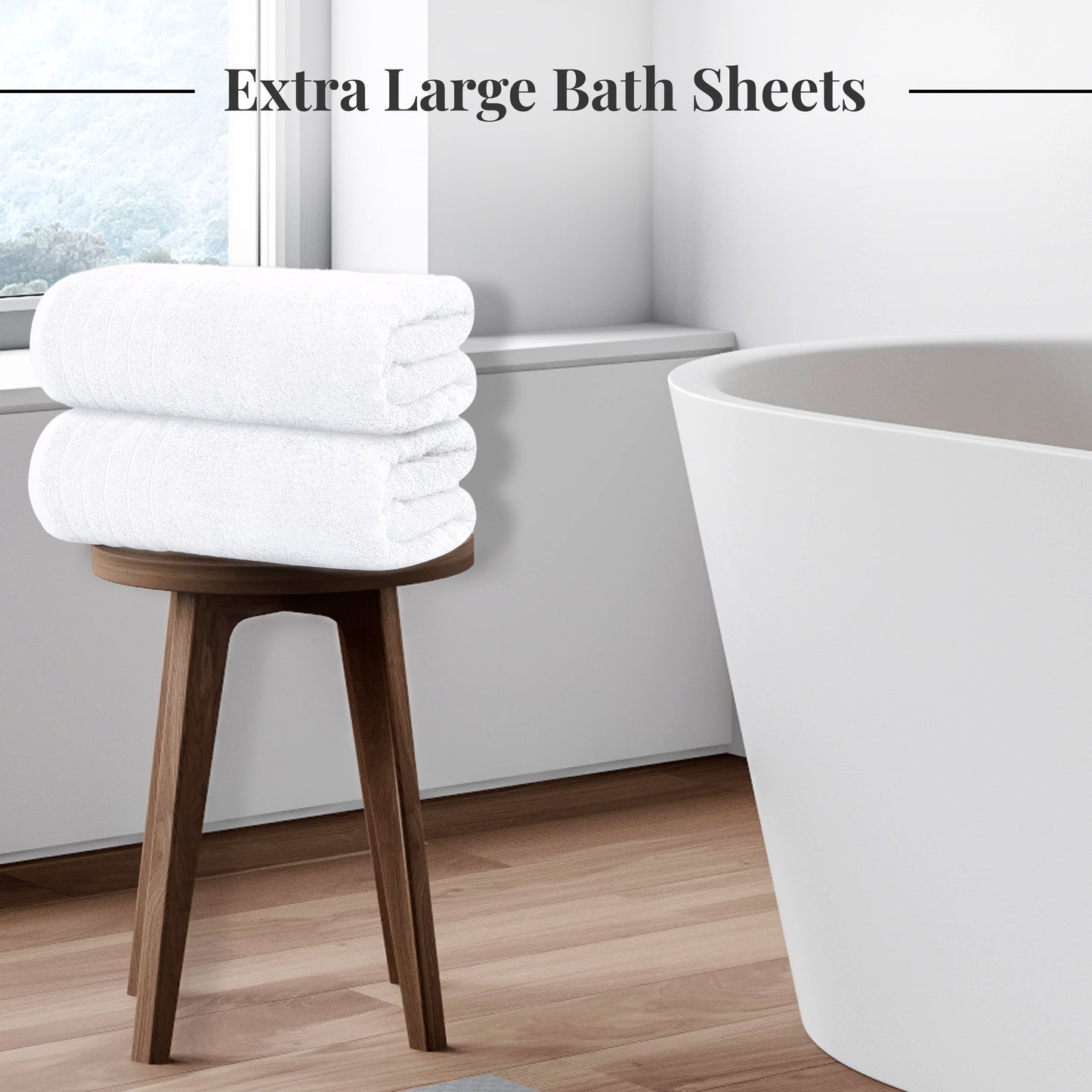 Tens Towels Large Bath Sheets, 100% Cotton, 35x70 inches Extra Large Bath Towel Sheets (Pack of 2, White)