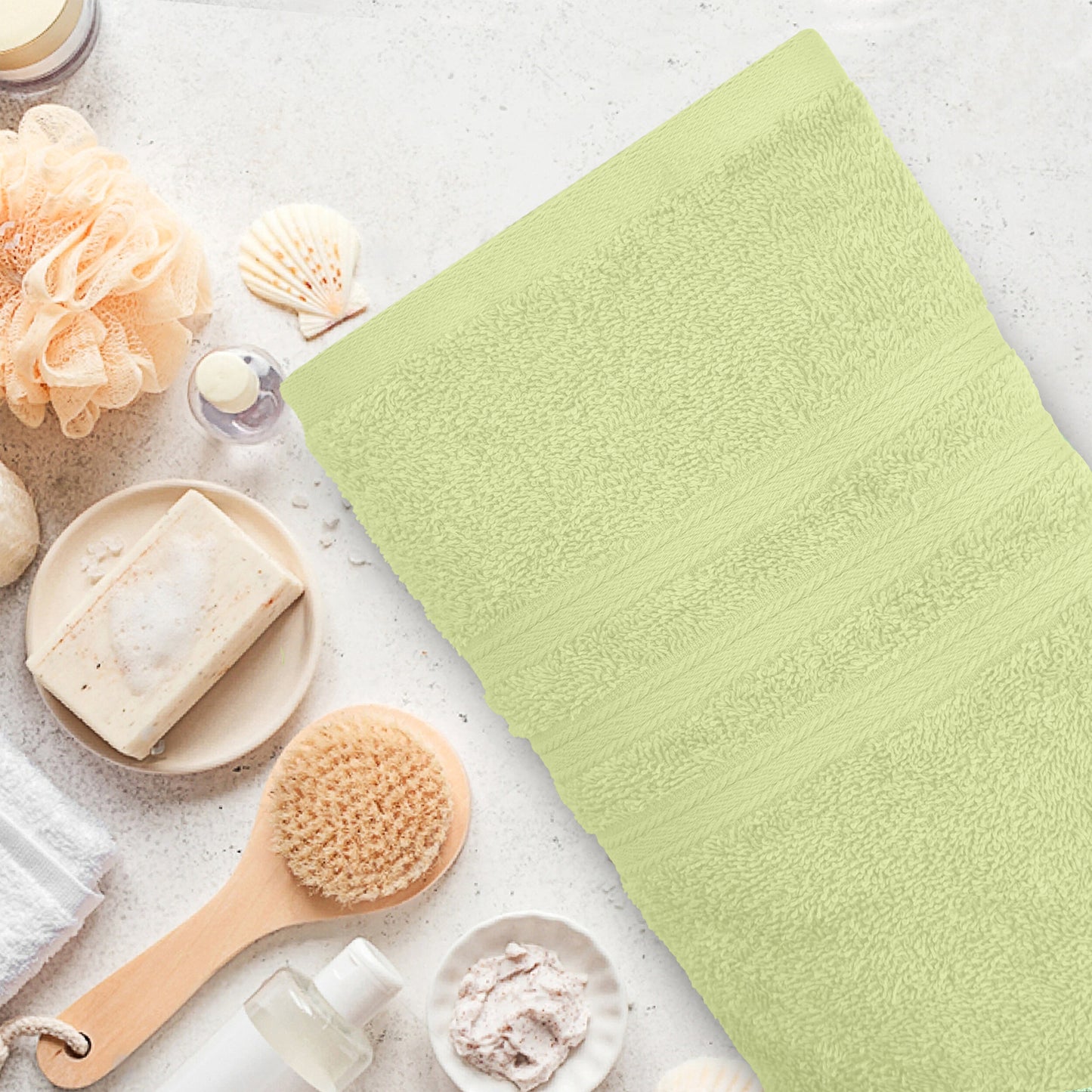 Tens Towels 4 Piece Bath Towels Set, 100% Cotton, 27 inches x 54 inches (LIGHT GREEN)
