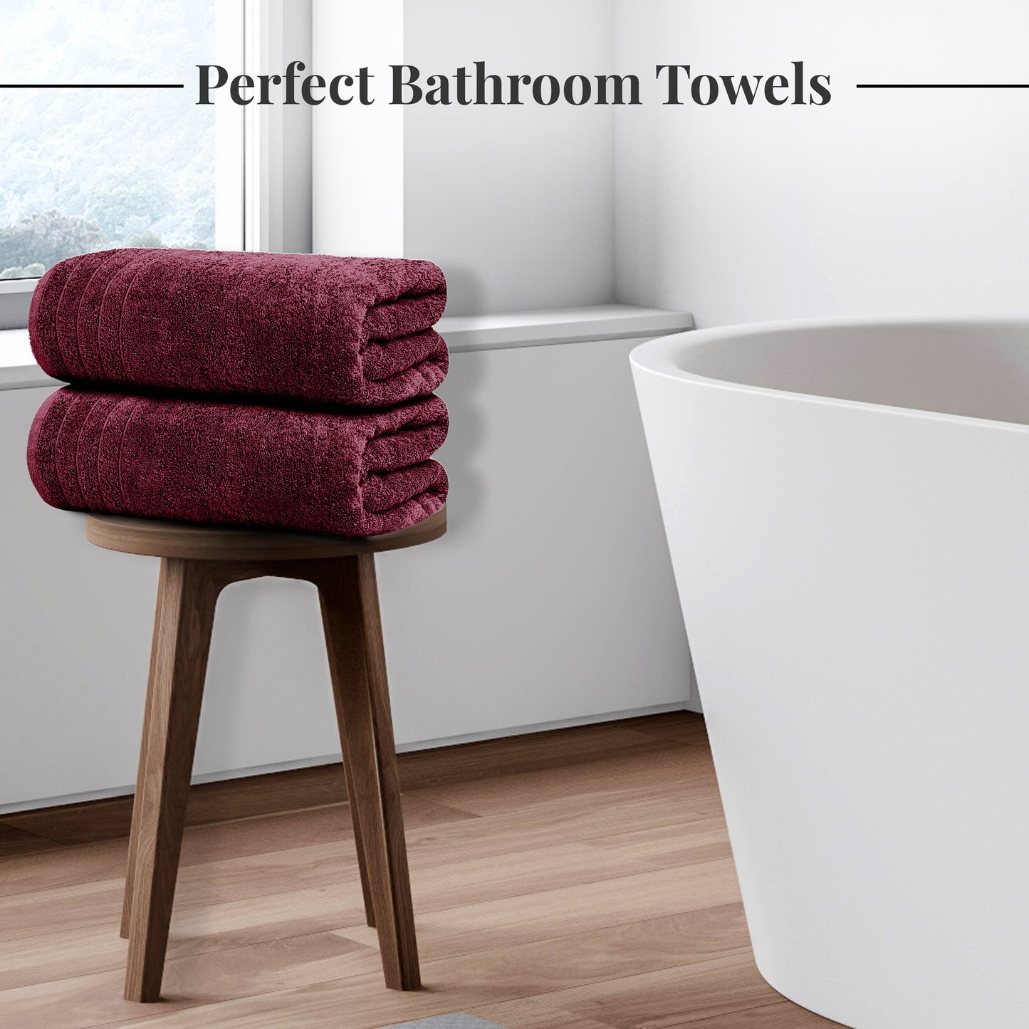 Tens Towels 8 Piece Towels Set, 2 Extra Large Bath Towels, 2 Hand Towels, 4 Washcloths (Burgundy)