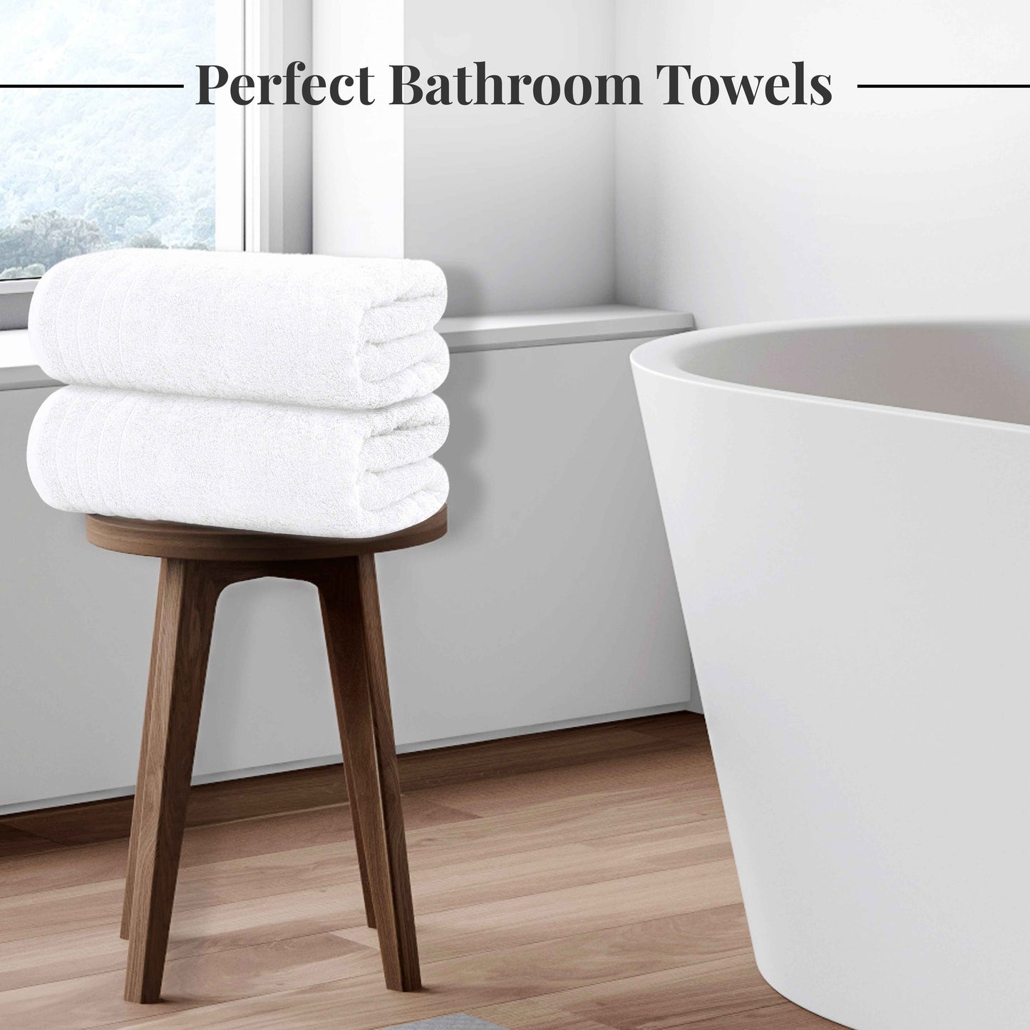 Tens Towels 8 Piece Towels Set, 2 Extra Large Bath Towels, 2 Hand Towels, 4 Washcloths (White)