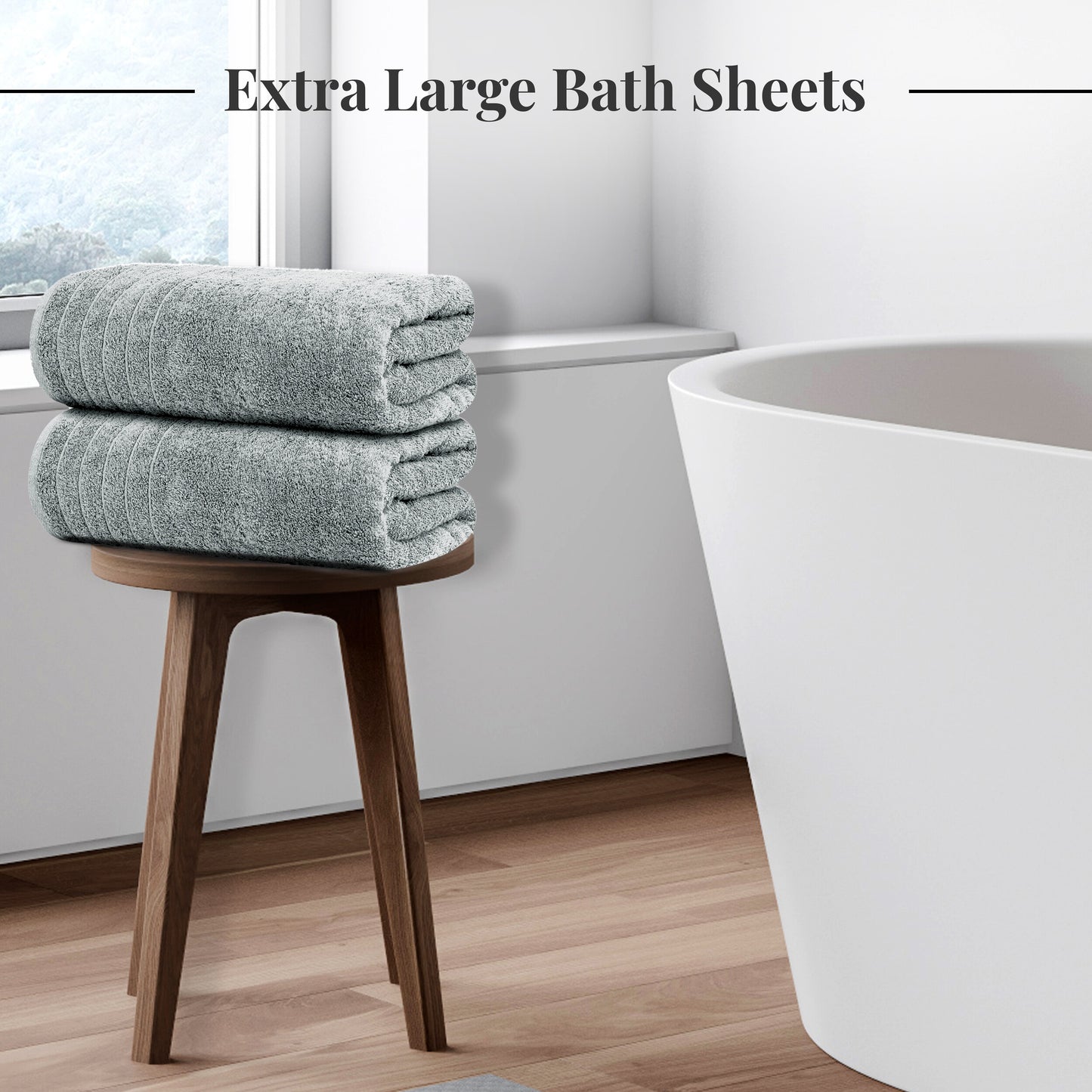 Tens Towels Large Bath Sheets, 100% Cotton, 35x70 inches Extra Large Bath Towel Sheets (Pack of 2, Cool Grey)