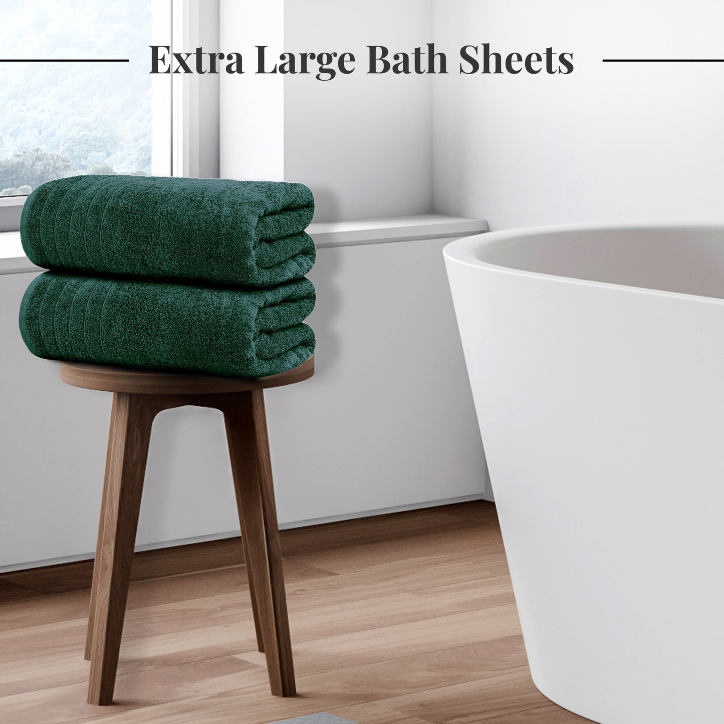 Tens Towels Large Bath Sheets, 100% Cotton, 35x70 inches Extra Large Bath Towel Sheets (Pack of 2, Hunter Green)