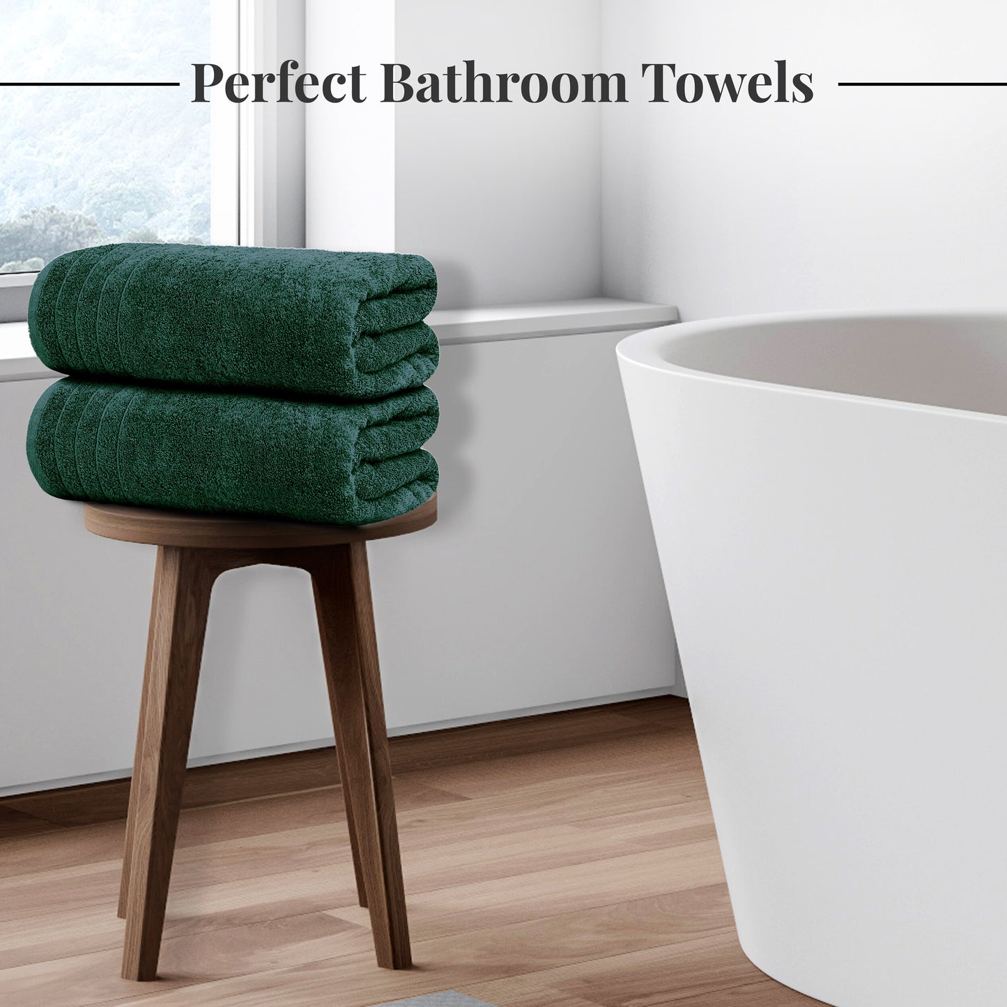 Tens Towels Large Bath Towels, 100% Cotton, 30 x 60 Inches Extra Large Bath Towels (Pack of 4, Hunter Green)