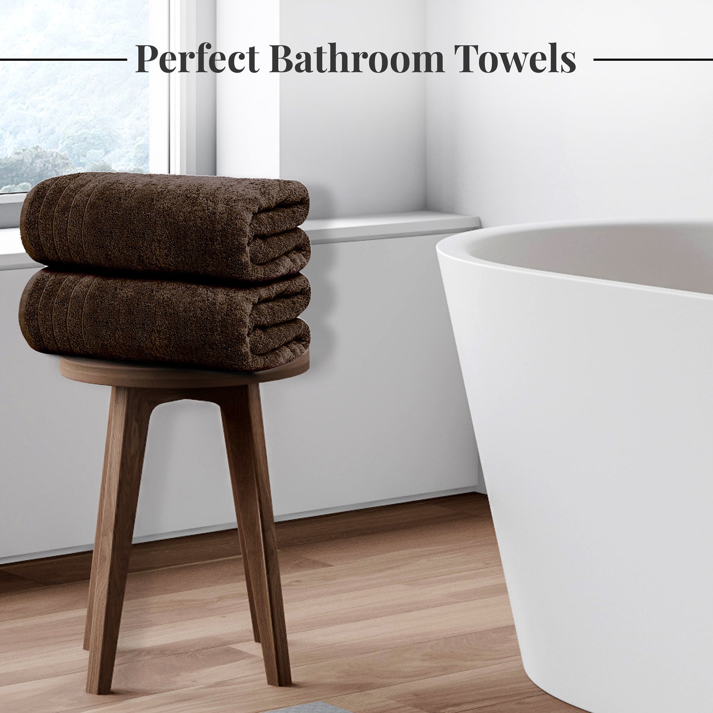 Tens Towels Large Bath Towels, 100% Cotton, 30 x 60 Inches Extra Large Bath Towels (Pack of 4, Brown)