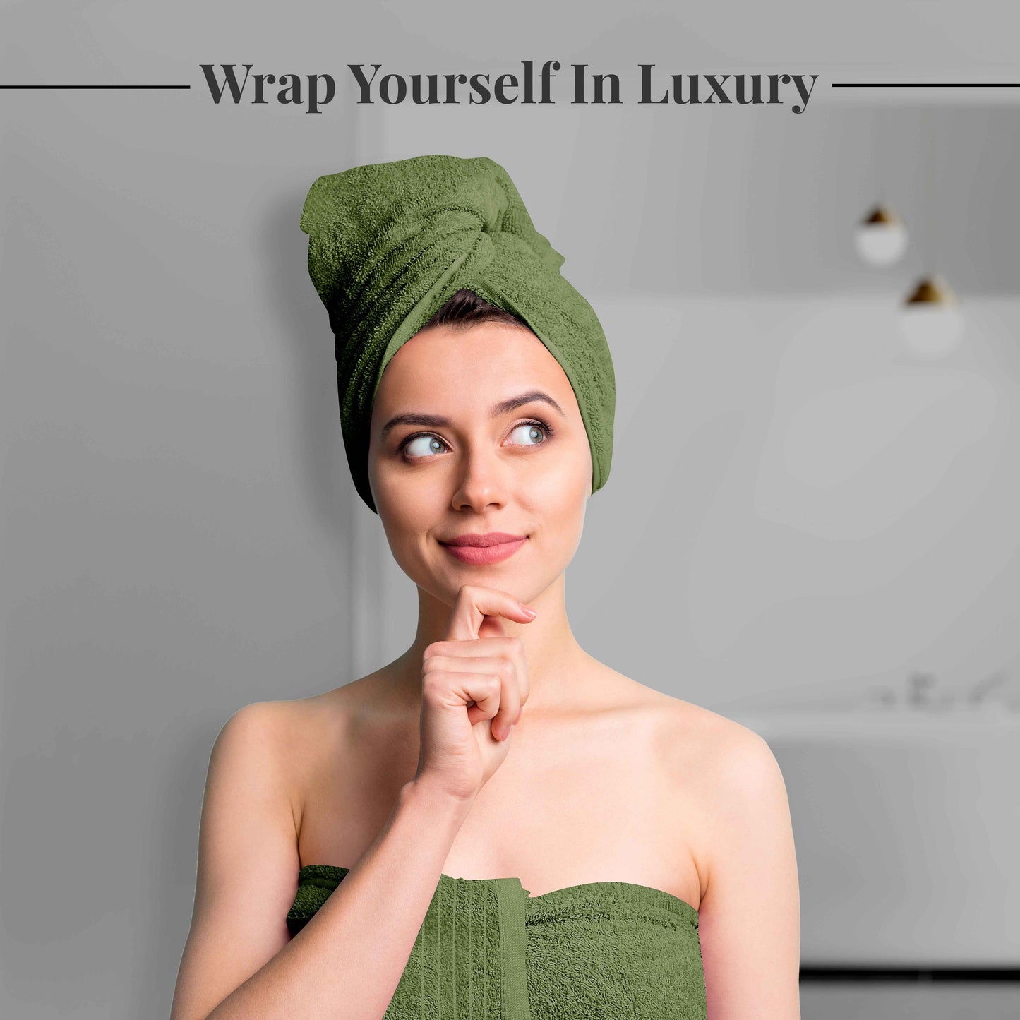 Tens Towels 8 Piece Towels Set, 2 Extra Large Bath Towels, 2 Hand Towels, 4 Washcloths (Green)