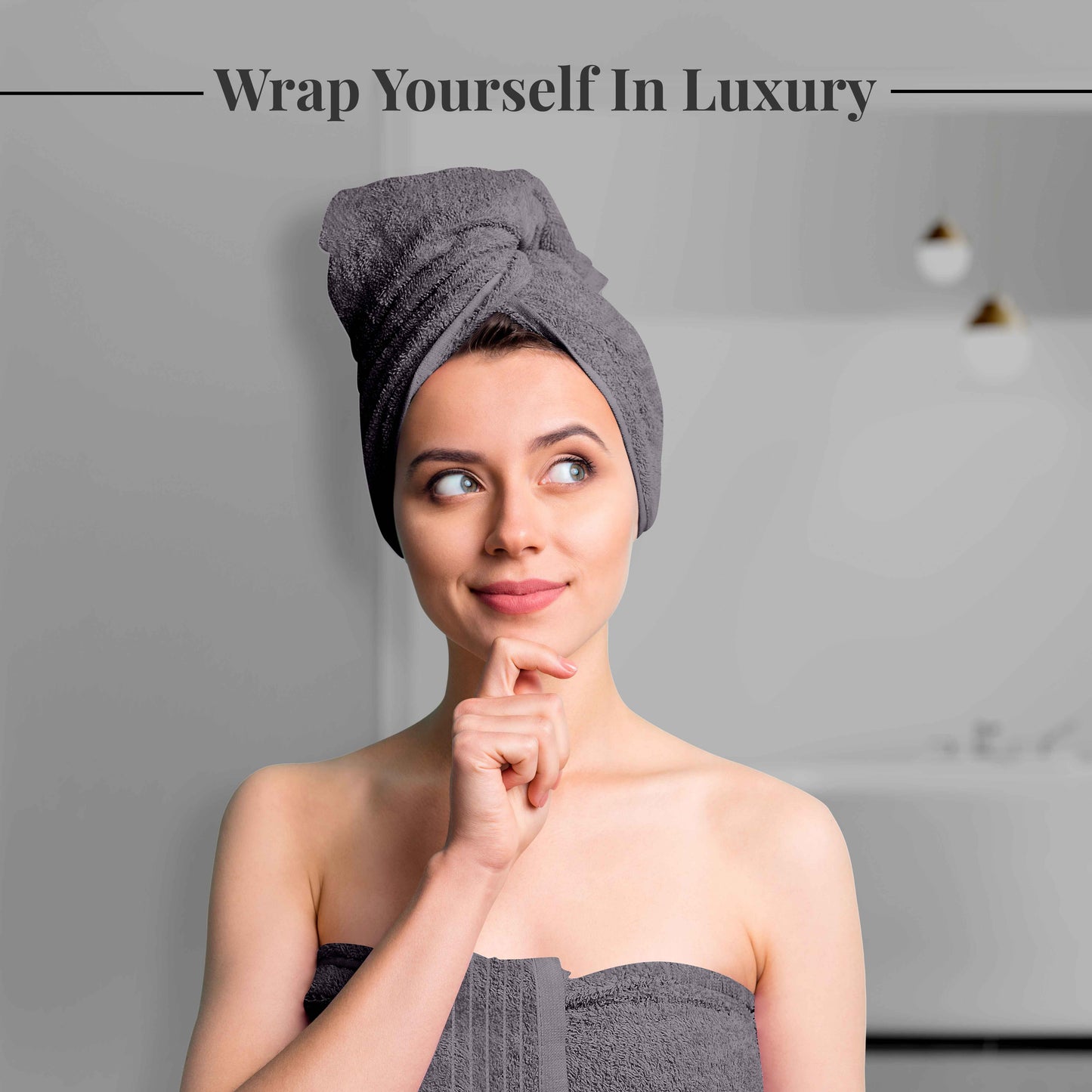 Tens Towels 8 Piece Towels Set, 2 Extra Large Bath Towels, 2 Hand Towels, 4 Washcloths (Dark Grey)