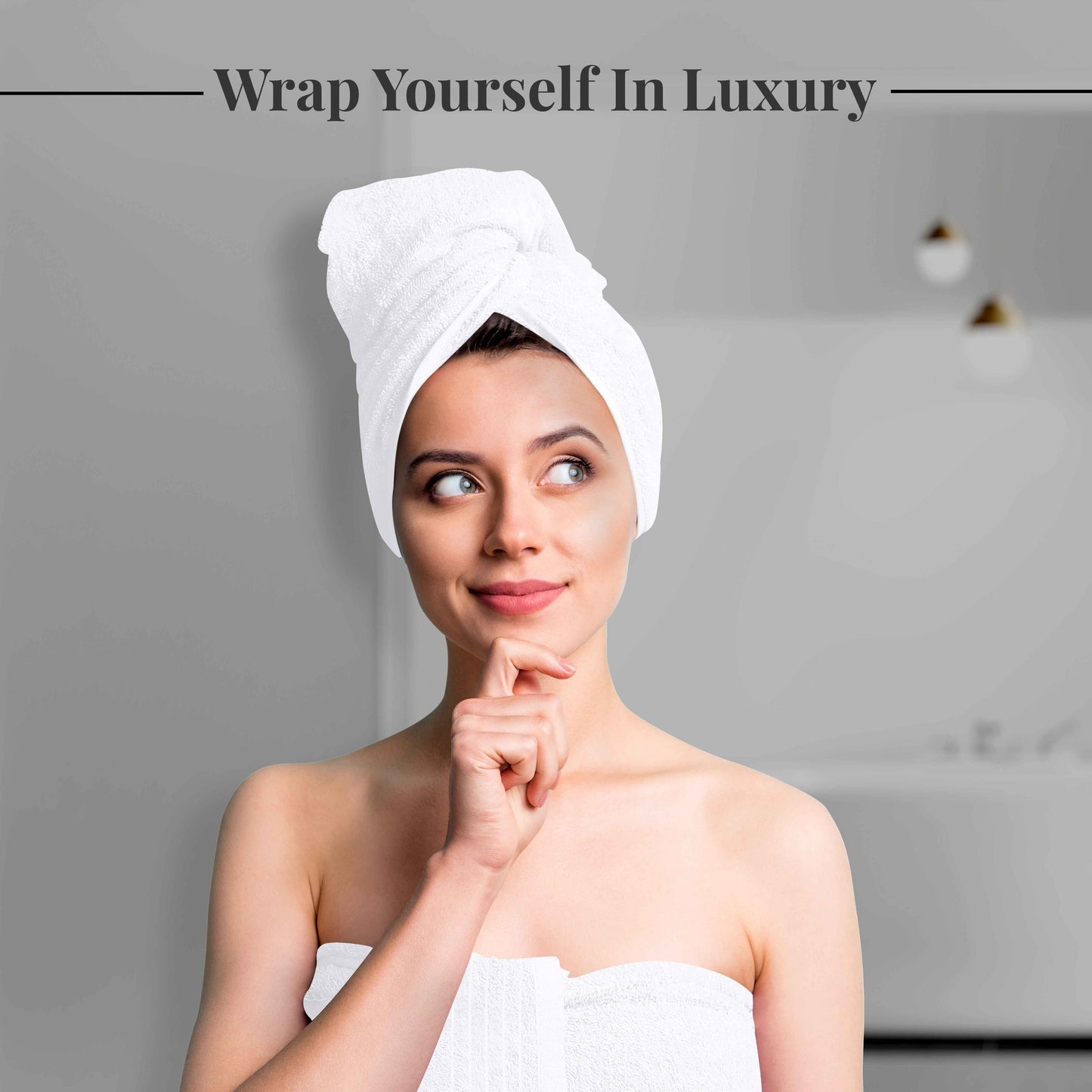 Tens Towels 8 Piece Towels Set, 2 Extra Large Bath Towels, 2 Hand Towels, 4 Washcloths (White)