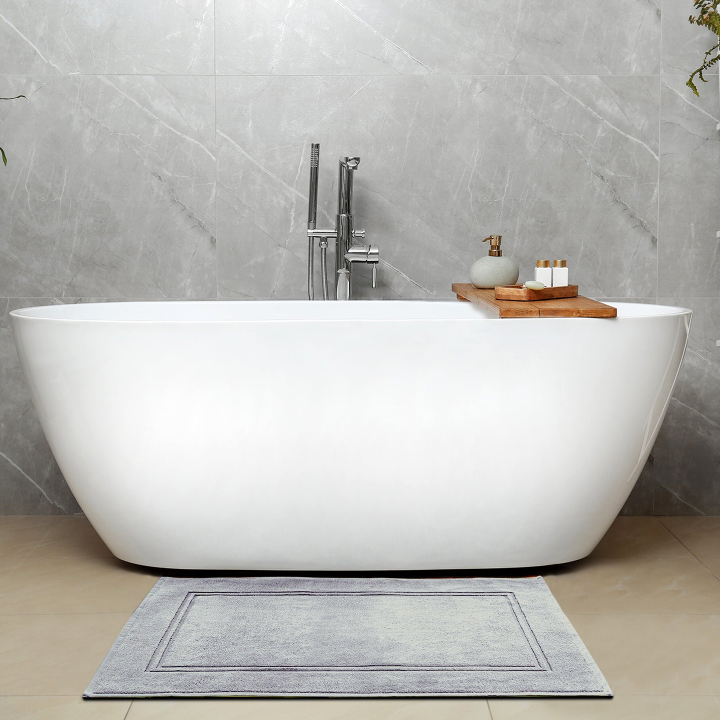 Bath MATS Super Absorbent, Premium Floor Towels, Luxurious Soft & Quick Dry (Silver Grey, 2PC Set)