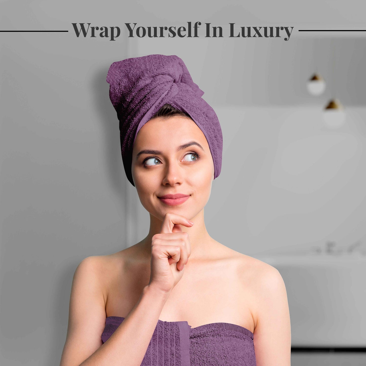 Tens Towels 8 Piece Towels Set, 2 Extra Large Bath Towels, 2 Hand Towels, 4 Washcloths (Purple)