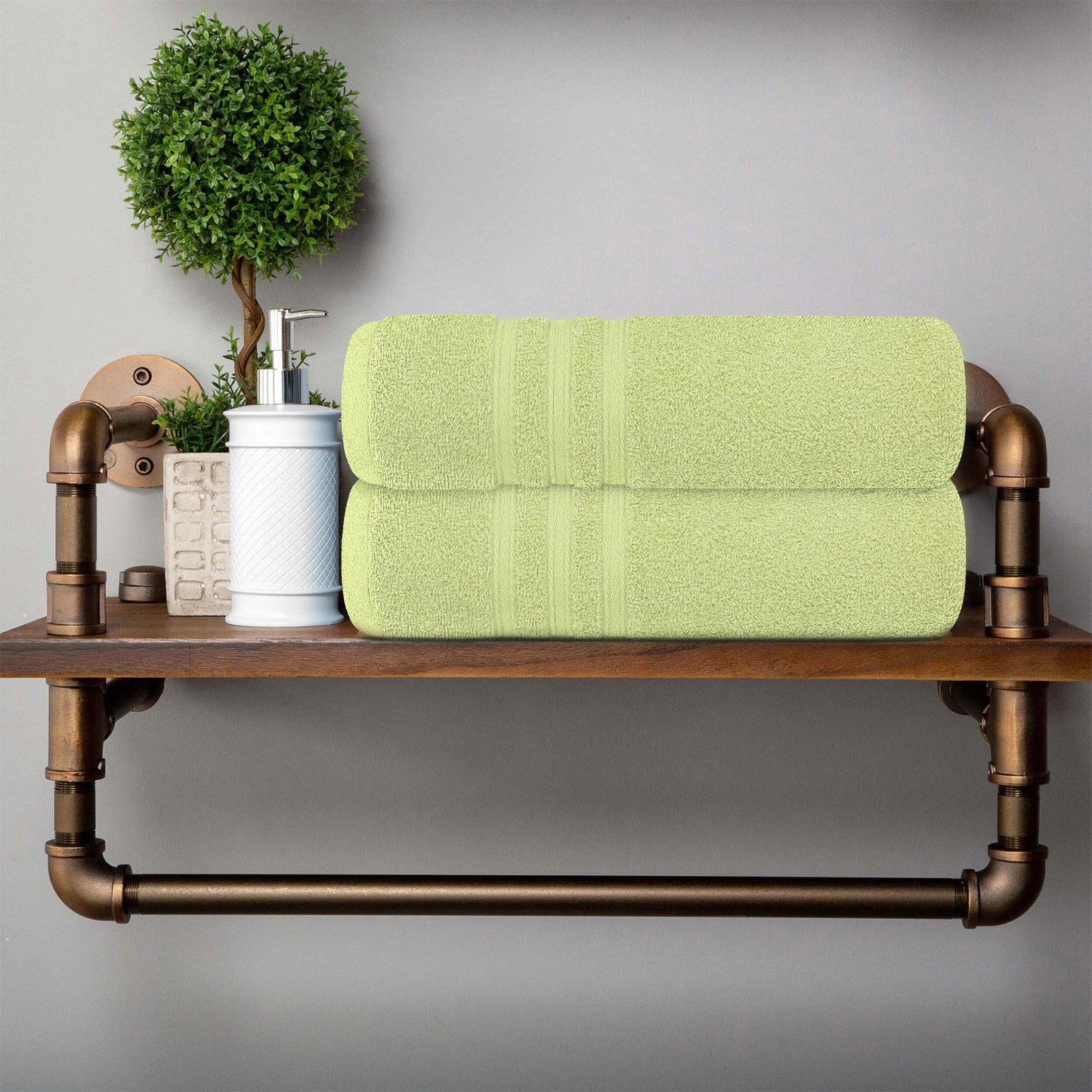 Tens Towels 4 Piece Bath Towels Set, 100% Cotton, 27 inches x 54 inches (LIGHT GREEN)
