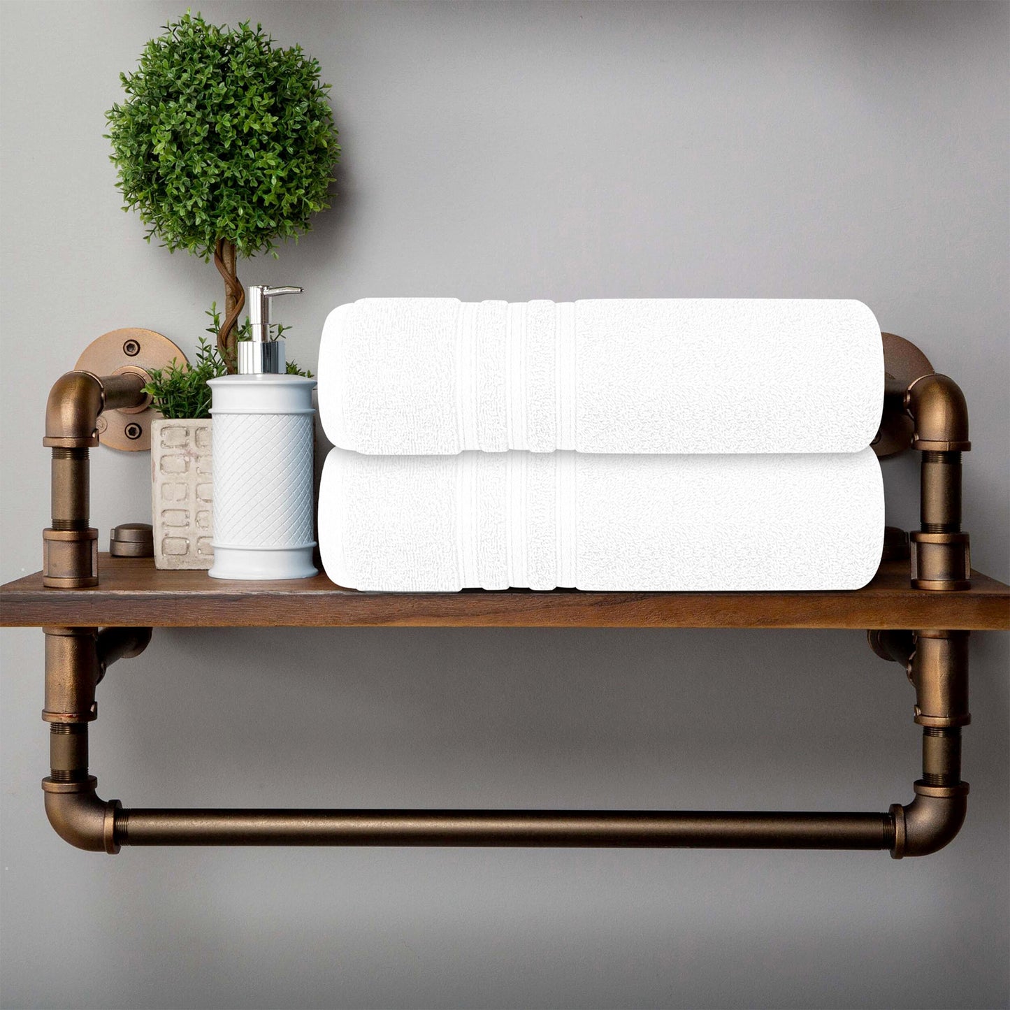 Tens Towels 4 Piece Bath Towels Set, 100% Cotton, 27 inches x 54 inches (WHITE)