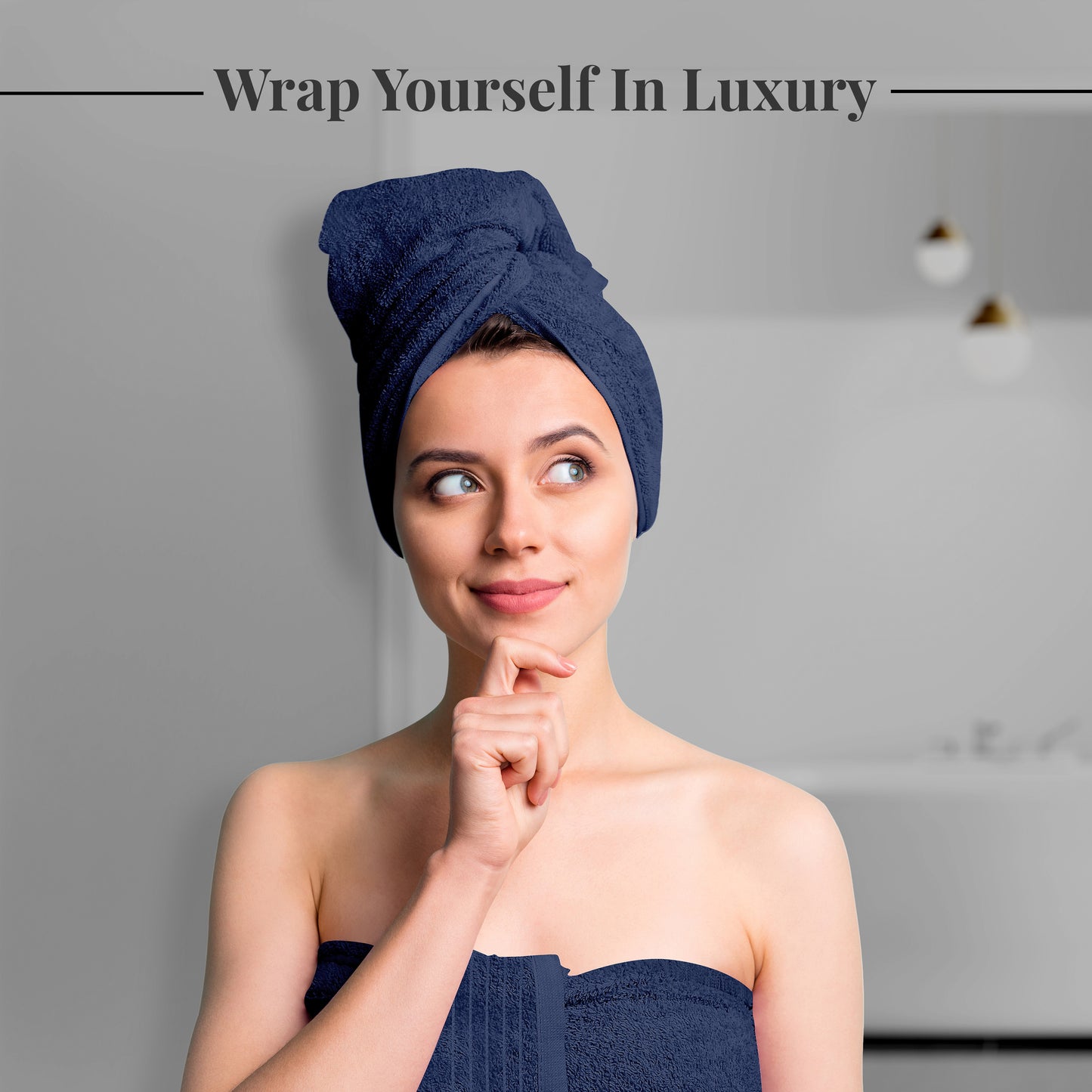 Tens Towels Large Bath Towels, 100% Cotton, 30 x 60 Inches Extra Large Bath Towels (Pack of 4, Navy)