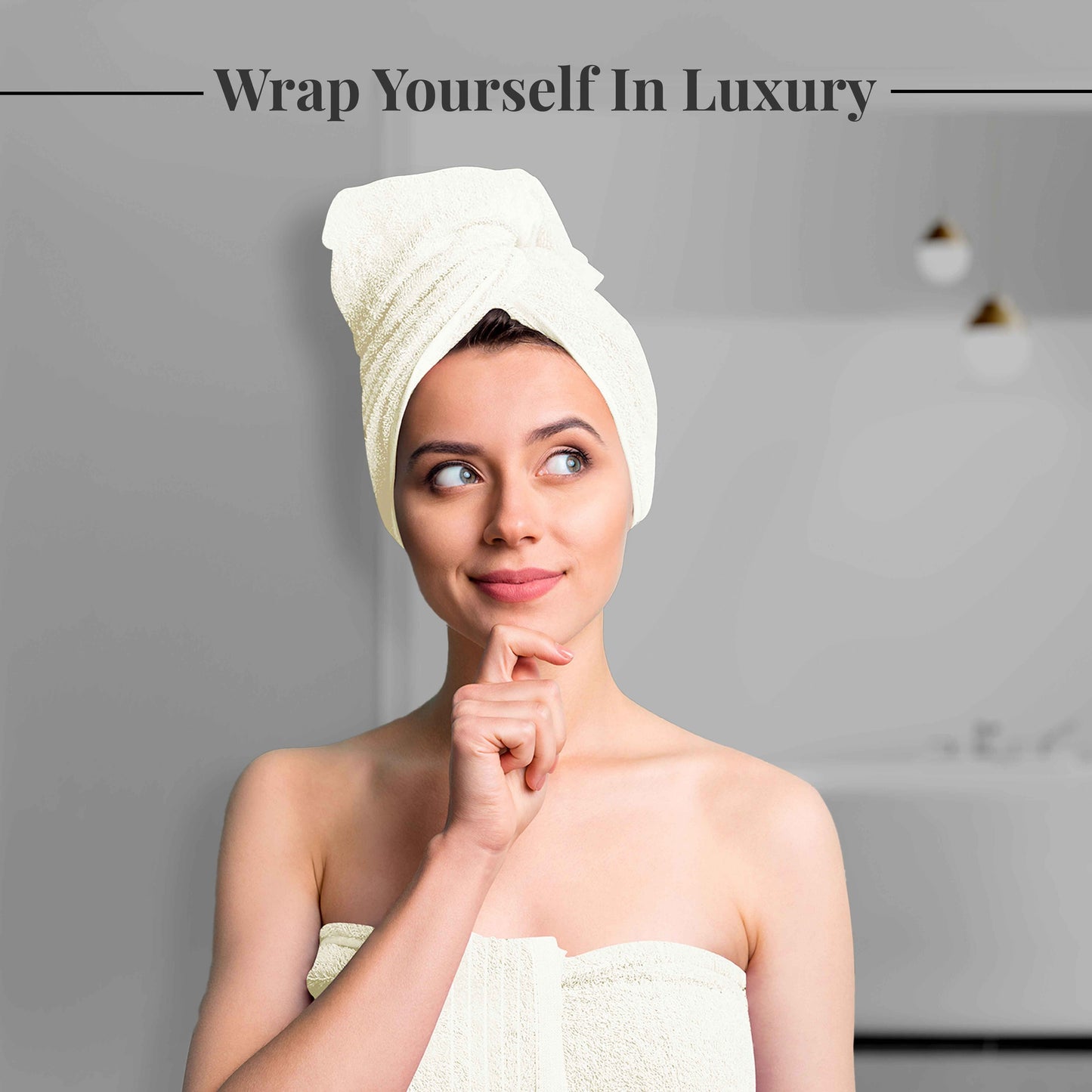 Tens Towels 8 Piece Towels Set, 2 Extra Large Bath Towels, 2 Hand Towels, 4 Washcloths (Cream)