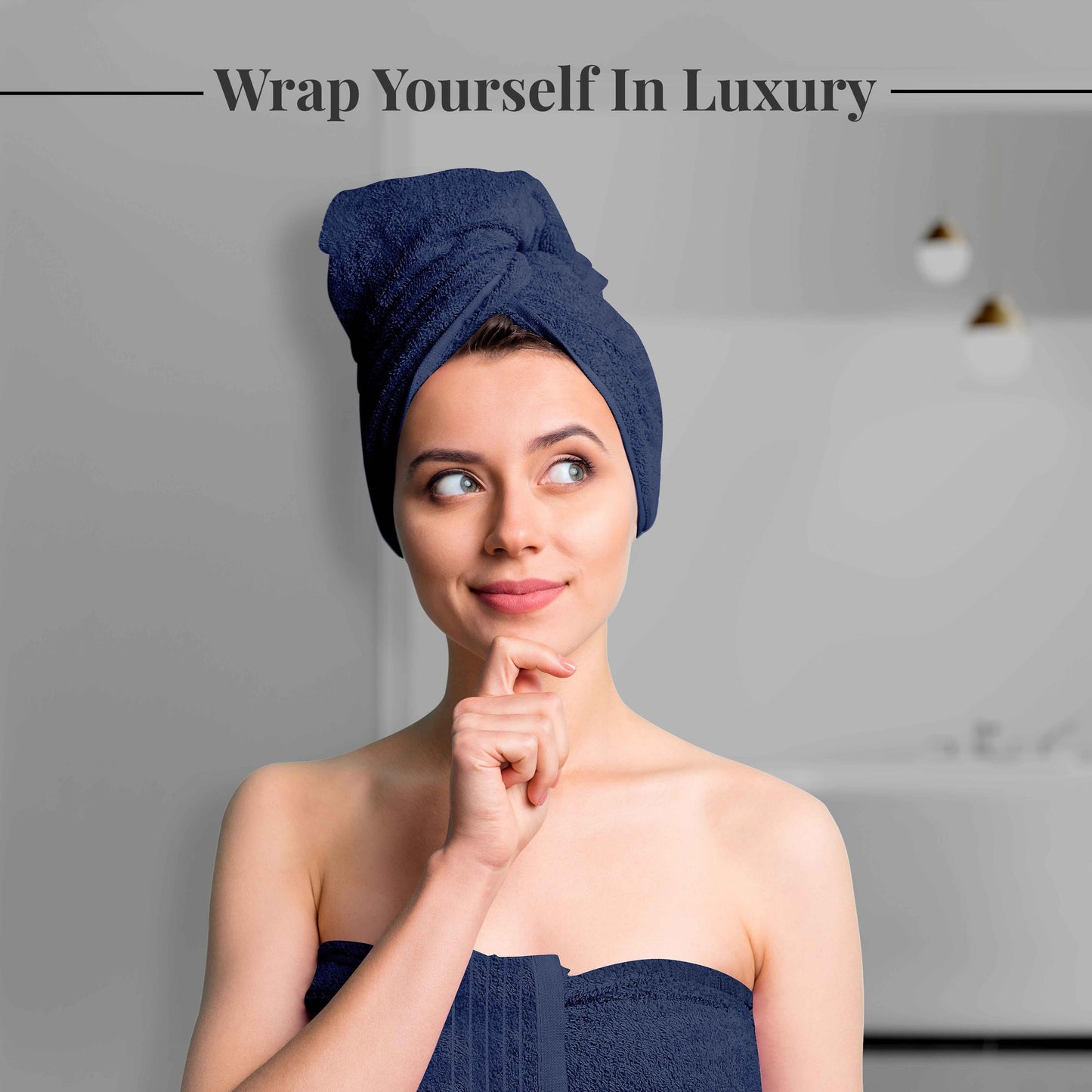 Tens Towels 8 Piece Towels Set, 2 Extra Large Bath Towels, 2 Hand Towels, 4 Washcloths (Navy)