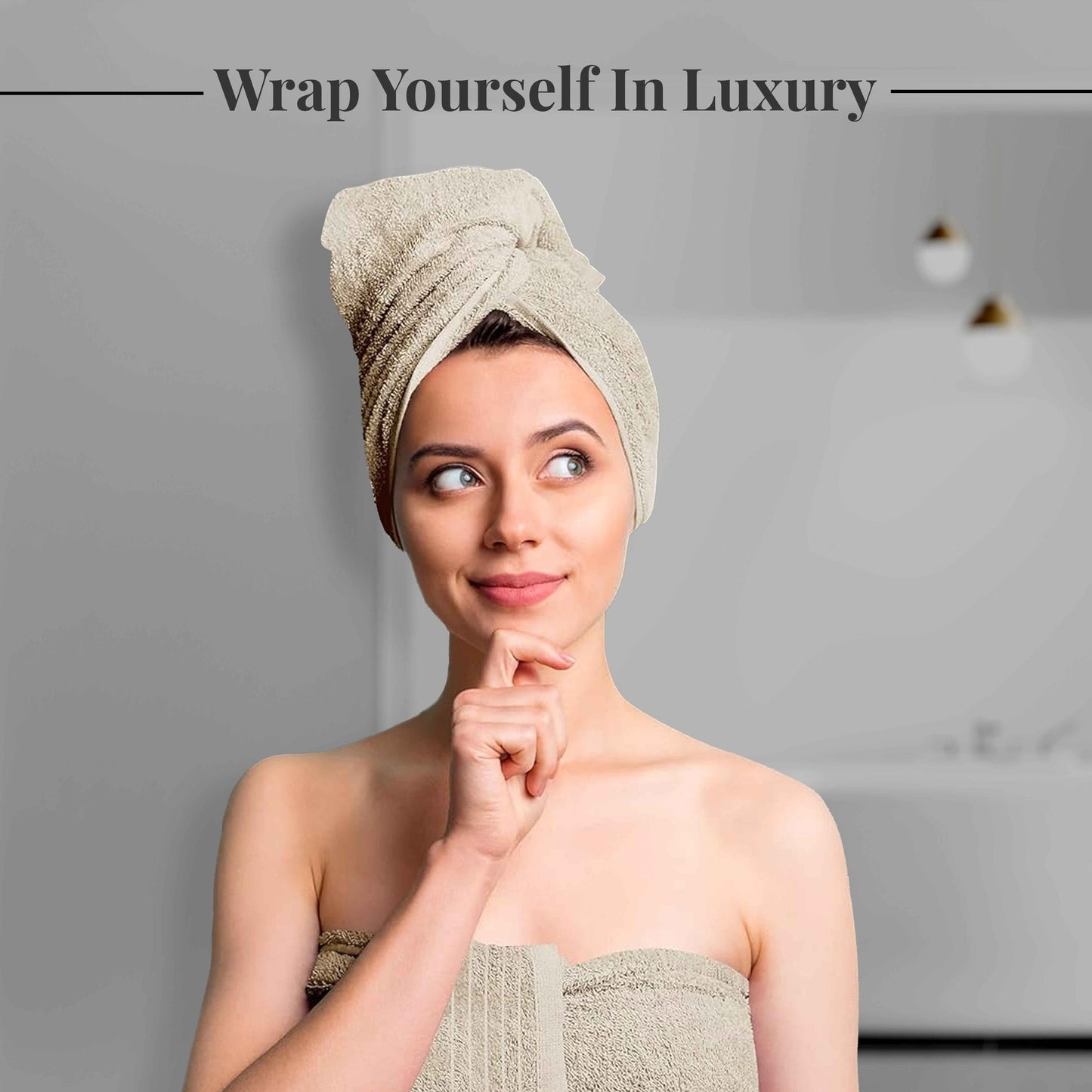 Tens Towels 8 Piece Towels Set, 2 Extra Large Bath Towels, 2 Hand Towels, 4 Washcloths (Beige)