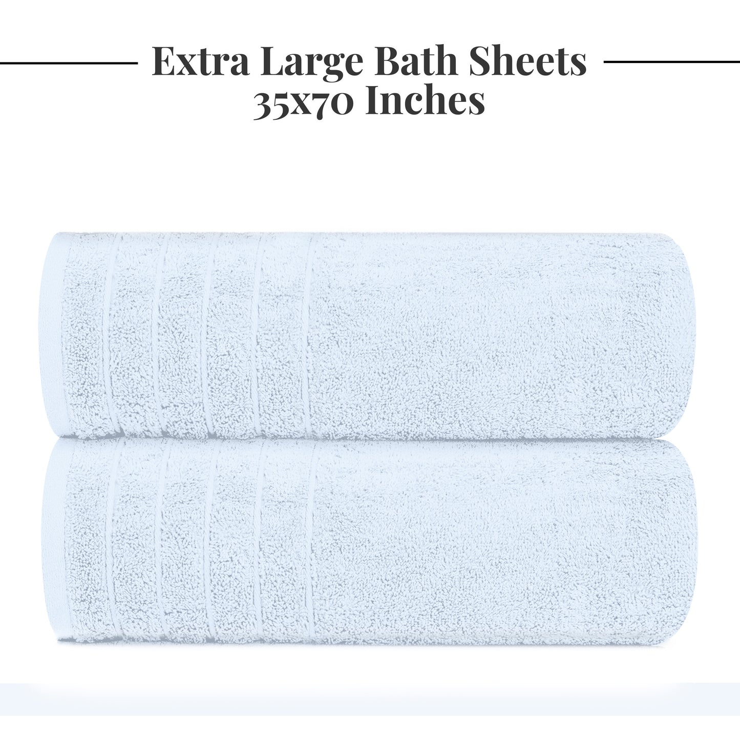 Tens Towels Large Bath Sheets, 100% Cotton, 35x70 inches Extra Large Bath Towel Sheets (Pack of 2, Sky Blue)
