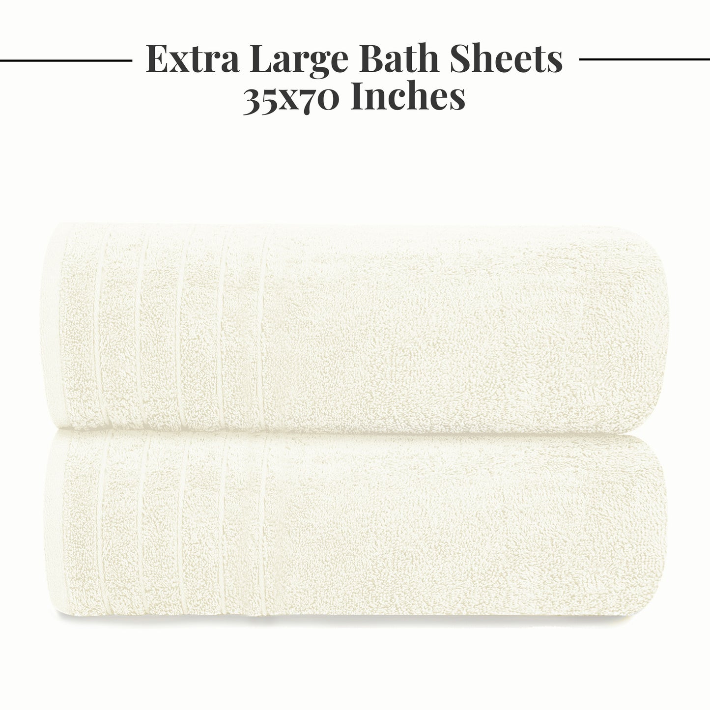 Tens Towels Large Bath Sheets, 100% Cotton, 35x70 inches Extra Large Bath Towel Sheets (Pack of 2, Cream)