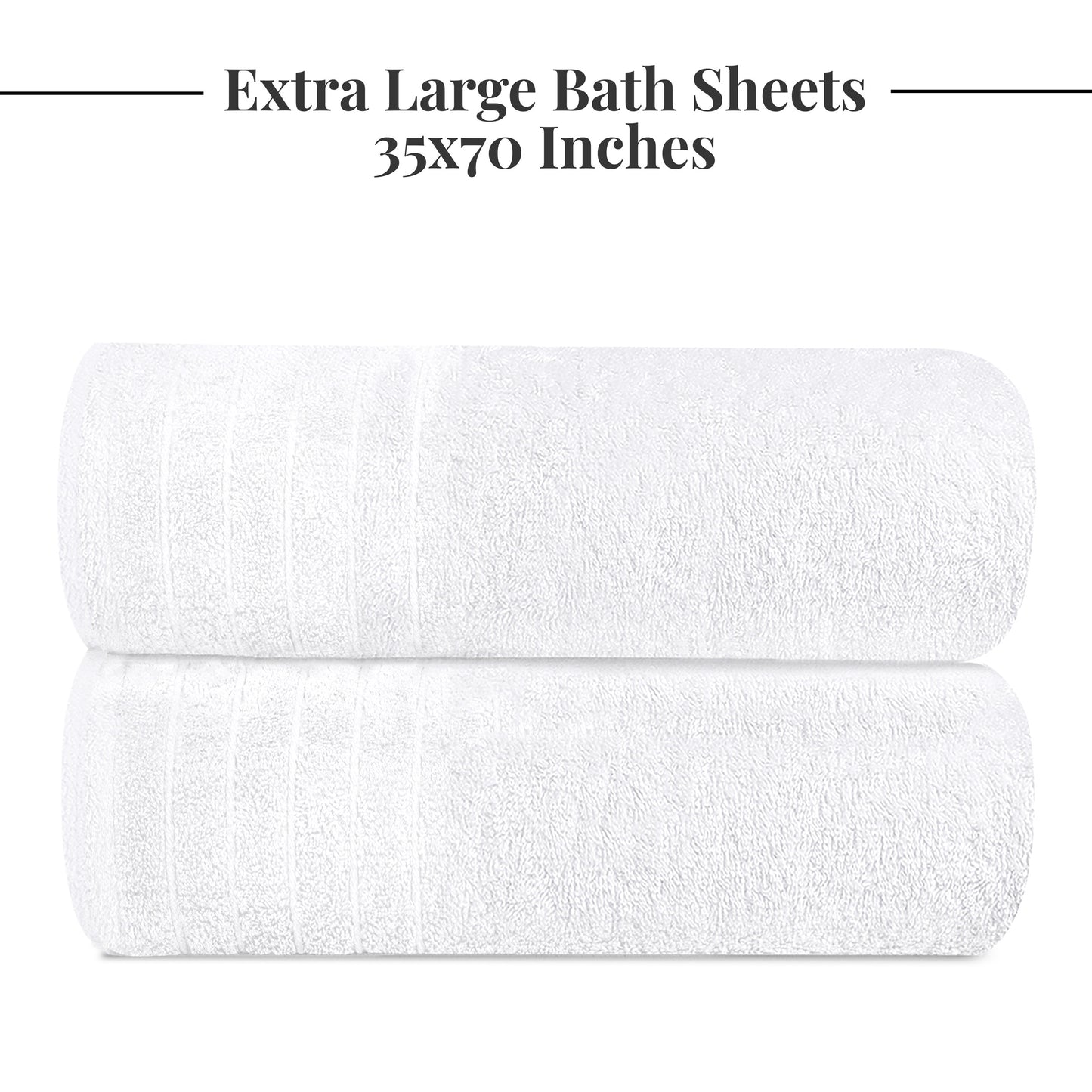Tens Towels Large Bath Sheets, 100% Cotton, 35x70 inches Extra Large Bath Towel Sheets (Pack of 2, White)