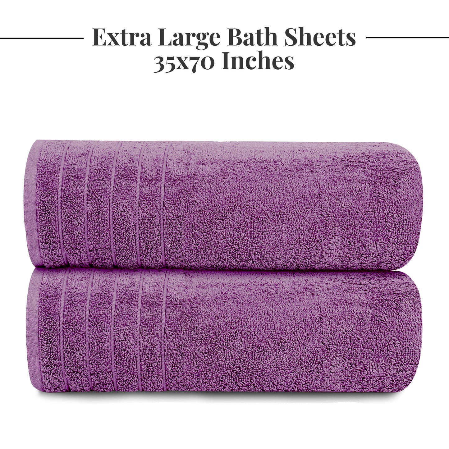 Tens Towels Large Bath Sheets, 100% Cotton, 35x70 inches Extra Large Bath Towel Sheets (Pack of 2, Purple)