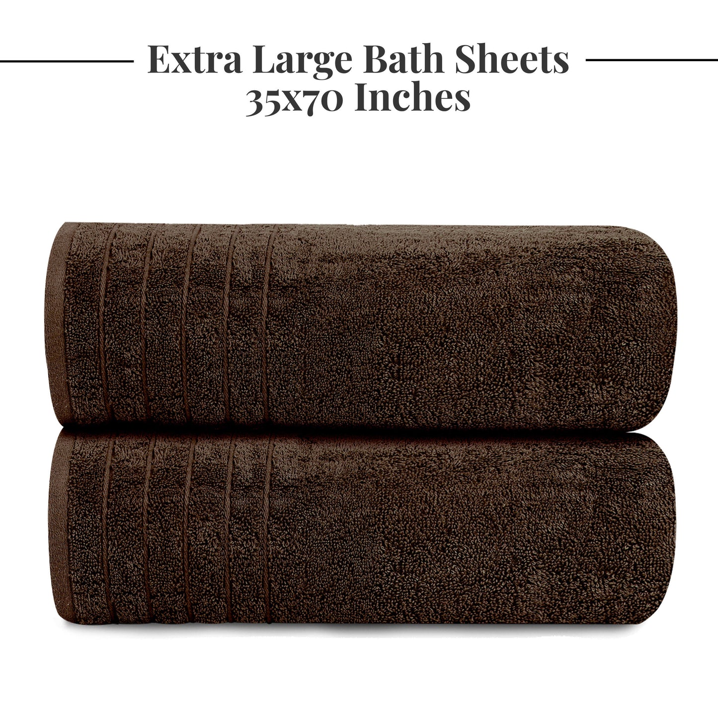 Tens Towels Large Bath Sheets, 100% Cotton, 35x70 inches Extra Large Bath Towel Sheets (Pack of 2, Brown)