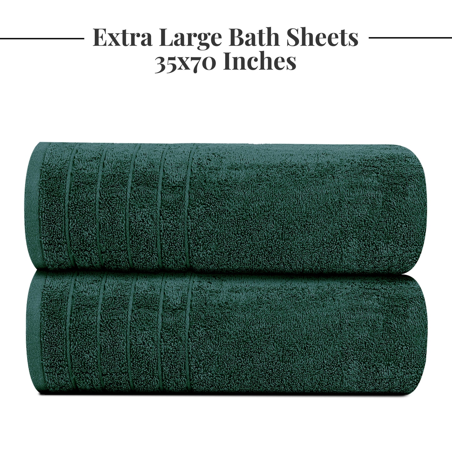 Tens Towels Large Bath Sheets, 100% Cotton, 35x70 inches Extra Large Bath Towel Sheets (Pack of 2, Hunter Green)