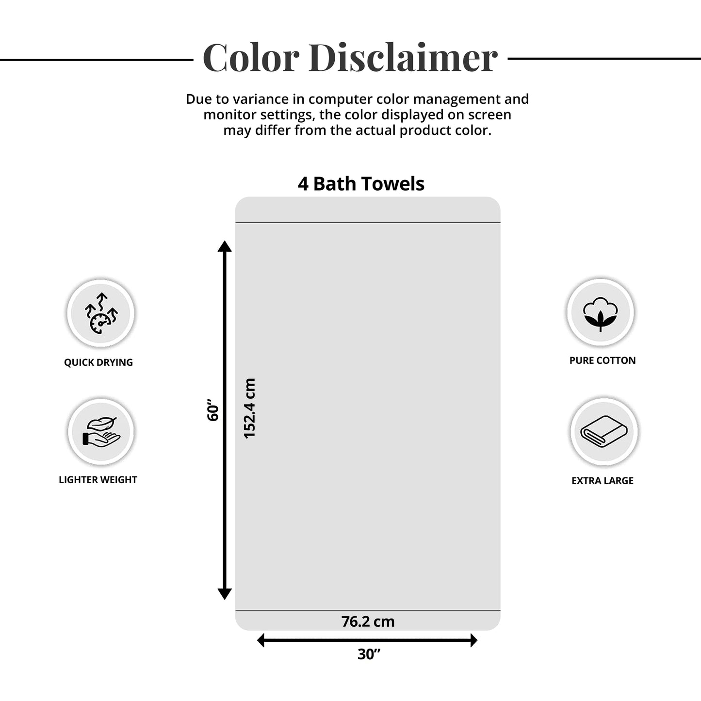 Tens Towels Large Bath Towels, 100% Cotton, 30 x 60 Inches Extra Large Bath Towels (Pack of 4, Hunter Green)