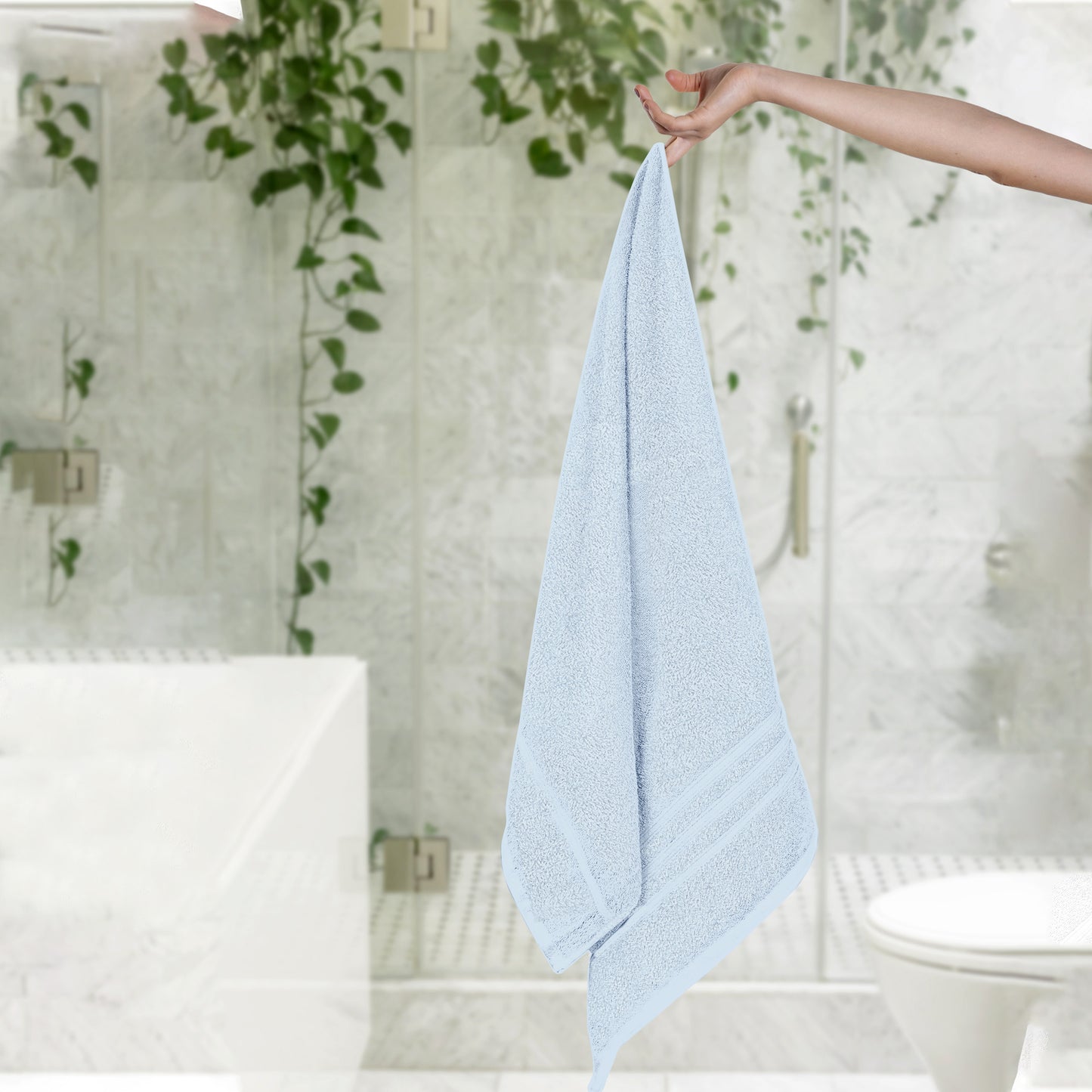 Tens Towels 4 Piece Bath Towels Set, 100% Cotton, 27 inches x 54 inches (SKY BLUE)