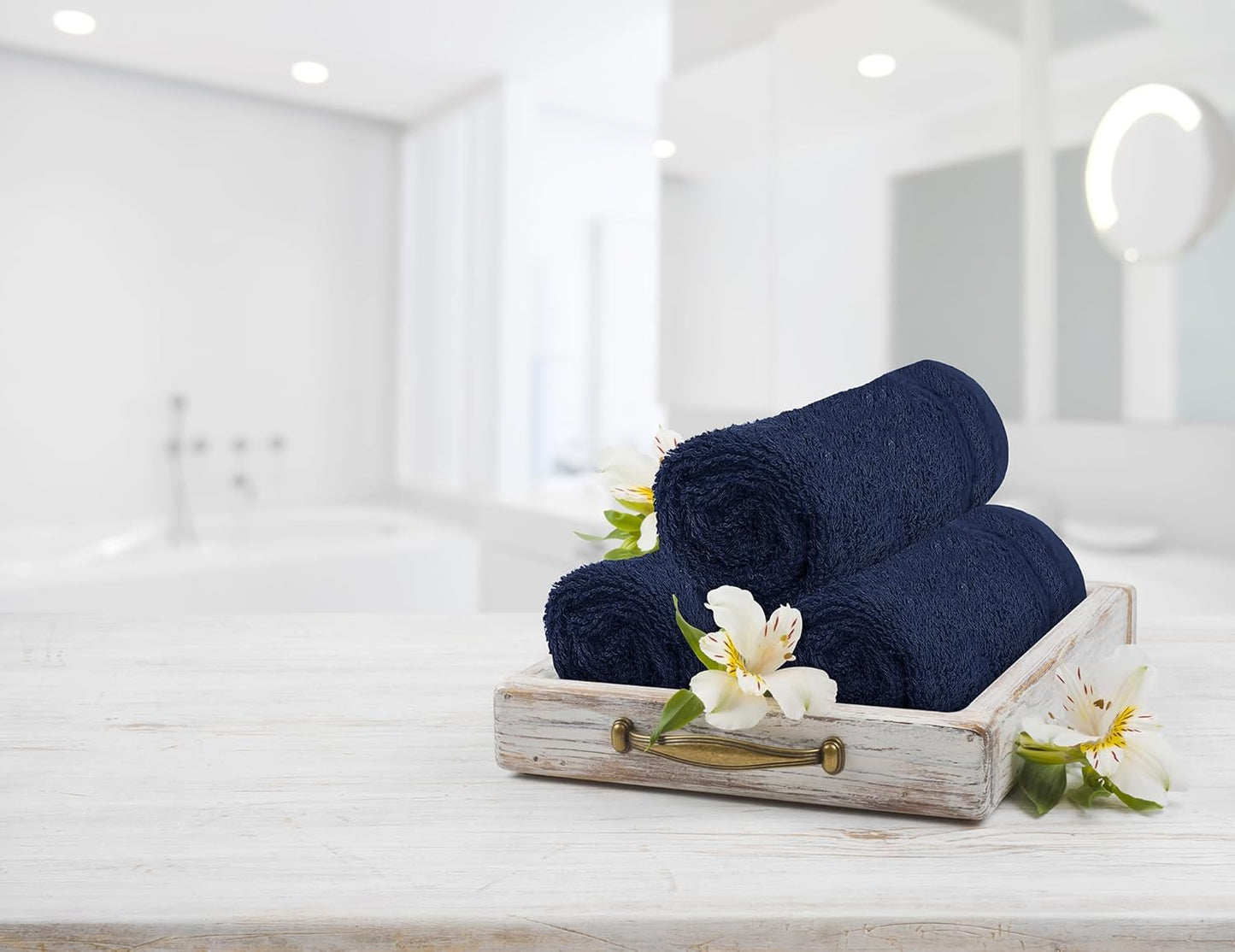Tens Towels 60 Pack Cotton Washcloths, 12 x 12 in (Navy)