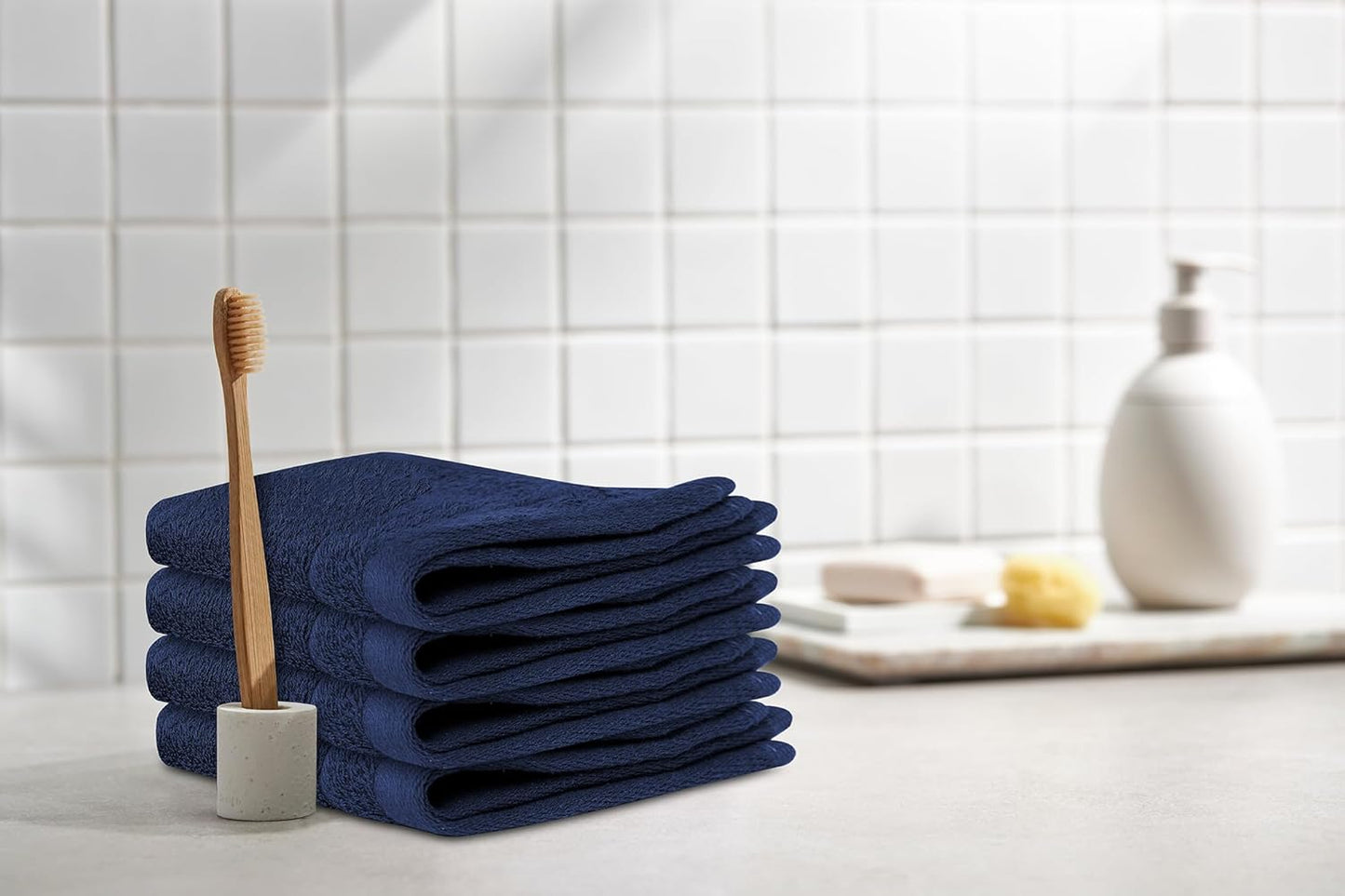 Tens Towels 60 Pack Cotton Washcloths, 12 x 12 in (Navy)