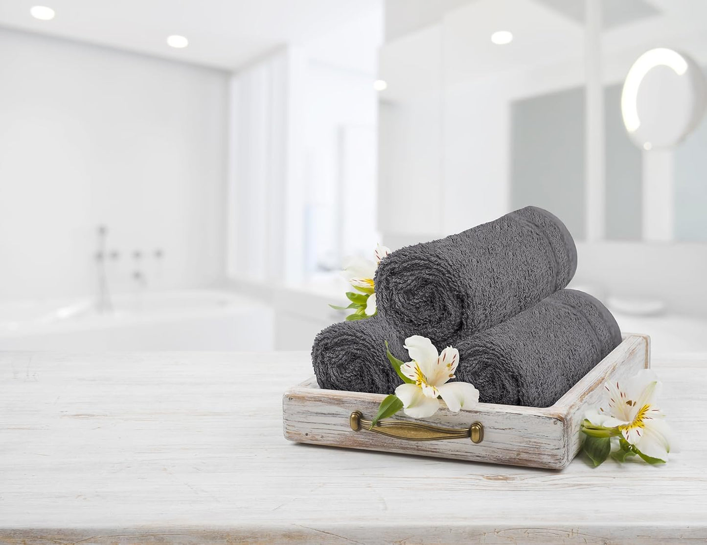 Tens Towels 60 Pack Cotton Washcloths, 12 x 12 in (Dark Grey)