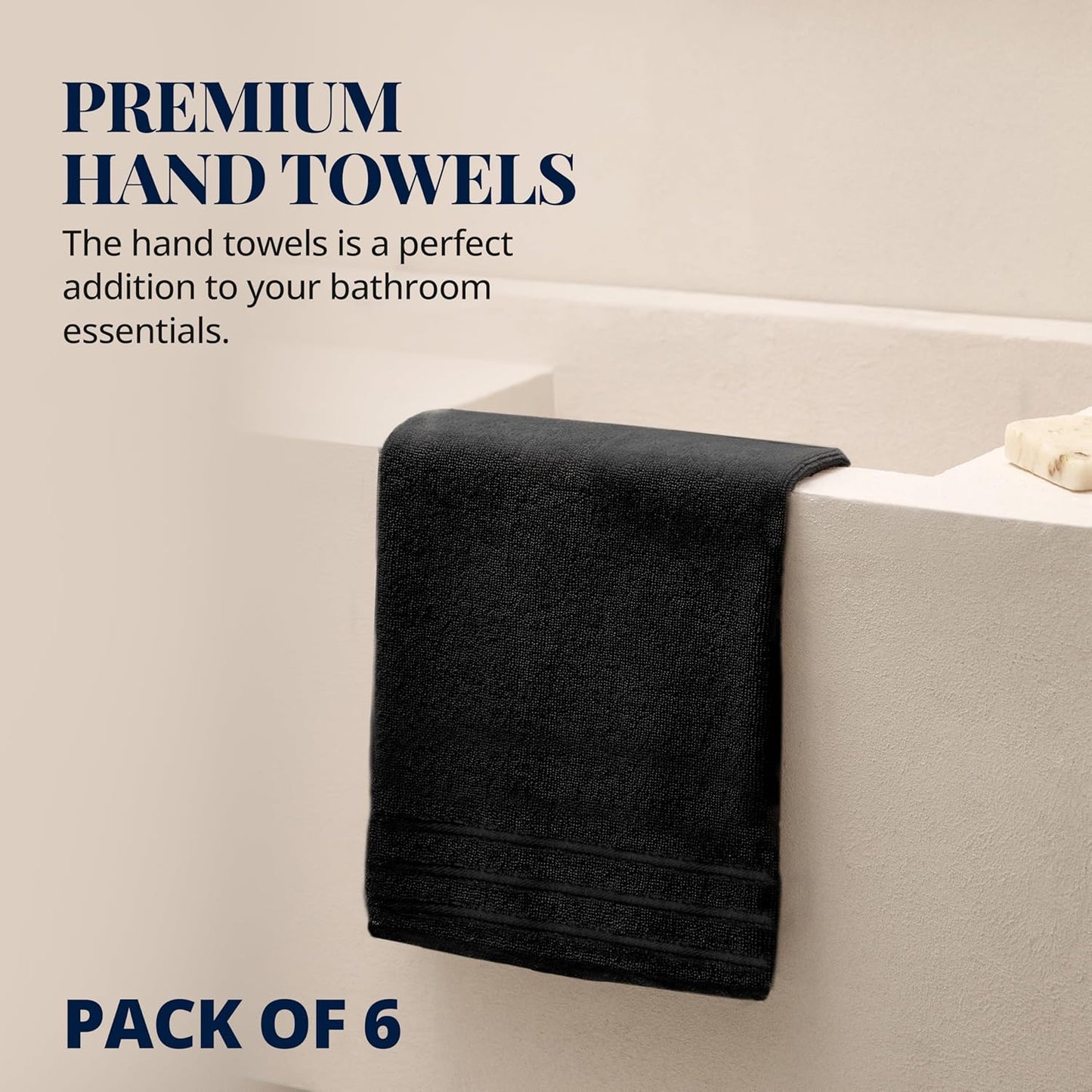 Tens Towels Hand Towels 16 x 27 in (Black)