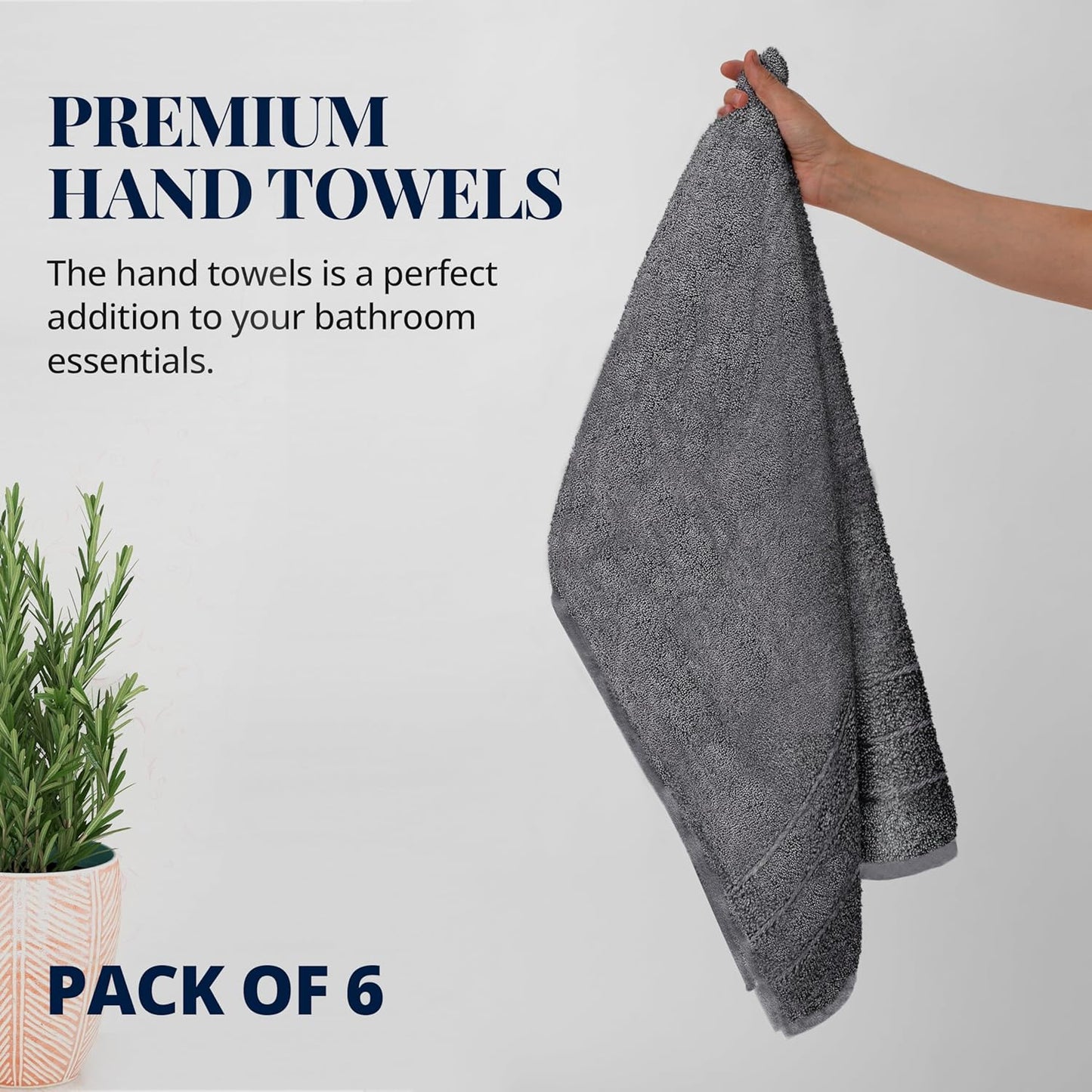 Tens Towels Hand Towels 16 x 27 in (Dark Grey)