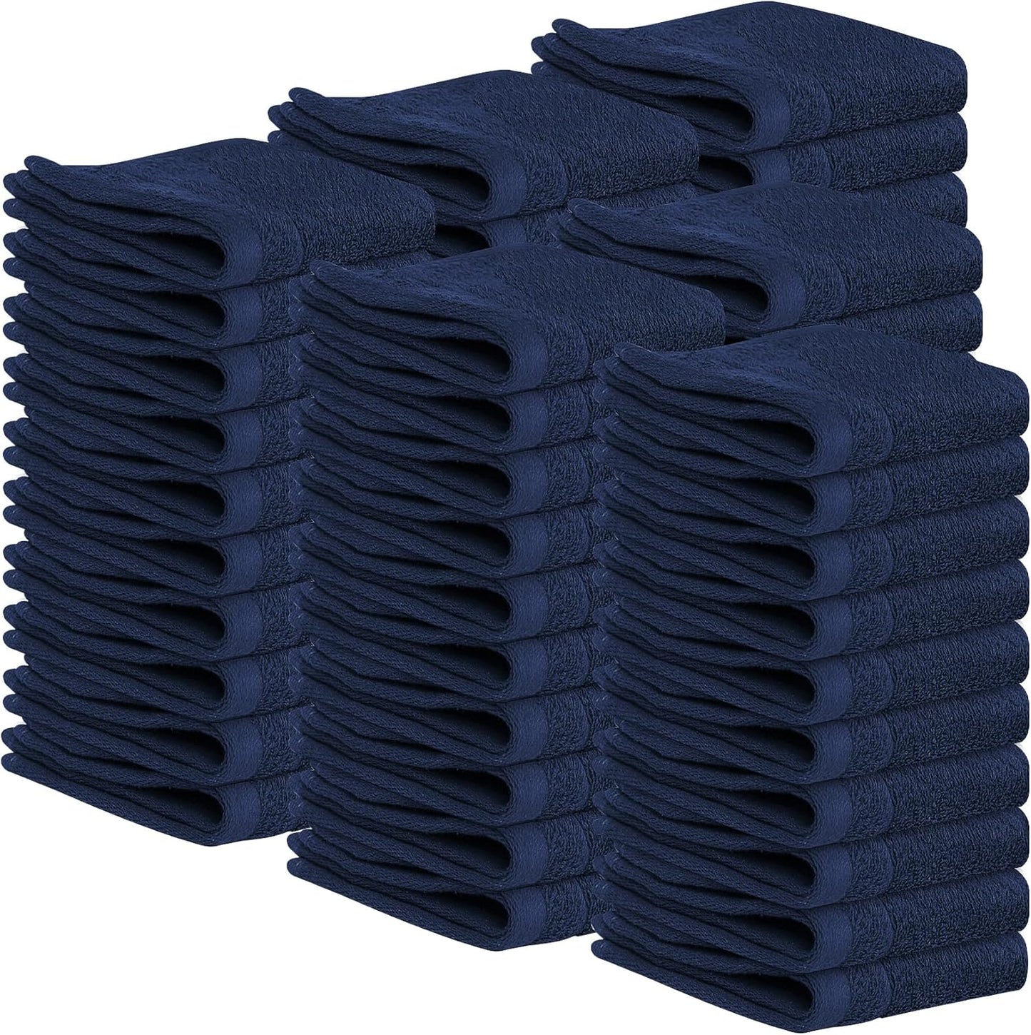 Tens Towels 60 Pack Cotton Washcloths, 12 x 12 in (Navy)