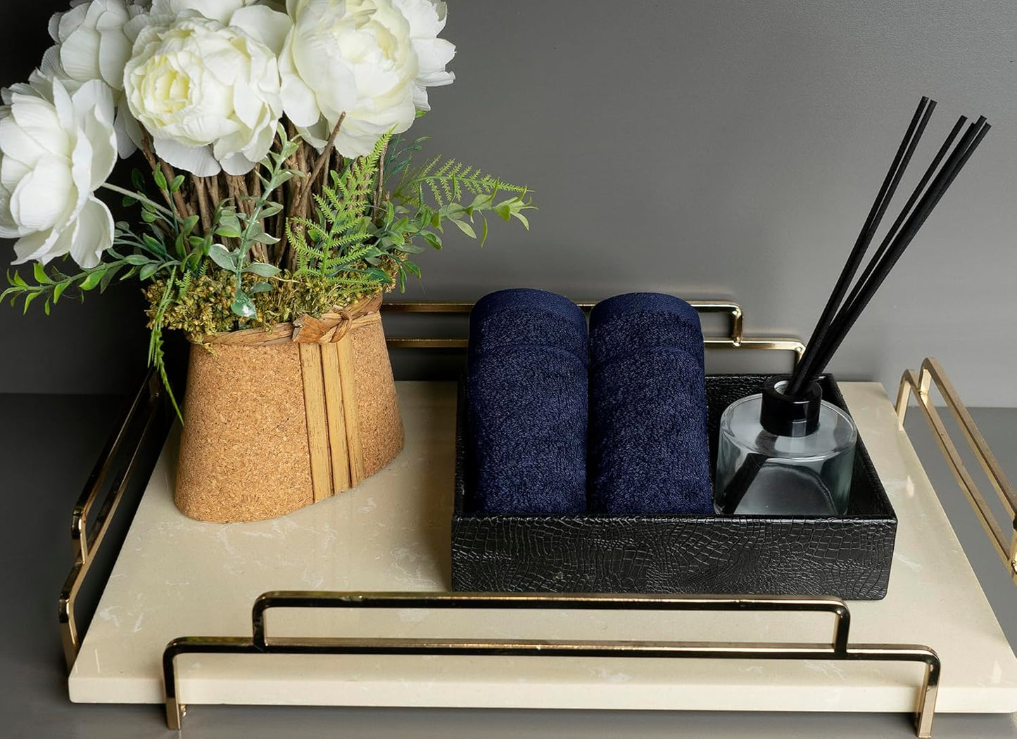 Tens Towels 60 Pack Cotton Washcloths, 12 x 12 in (Navy)