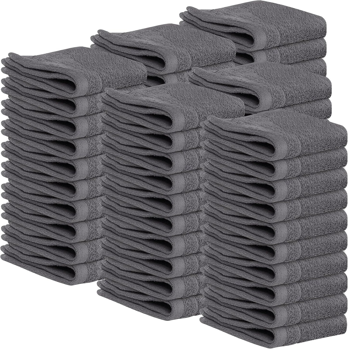 Tens Towels 60 Pack Cotton Washcloths, 12 x 12 in (Dark Grey)