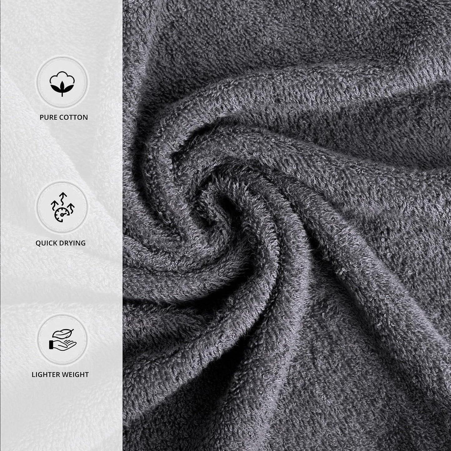 Tens Towels Hand Towels 16 x 27 in (Dark Grey)