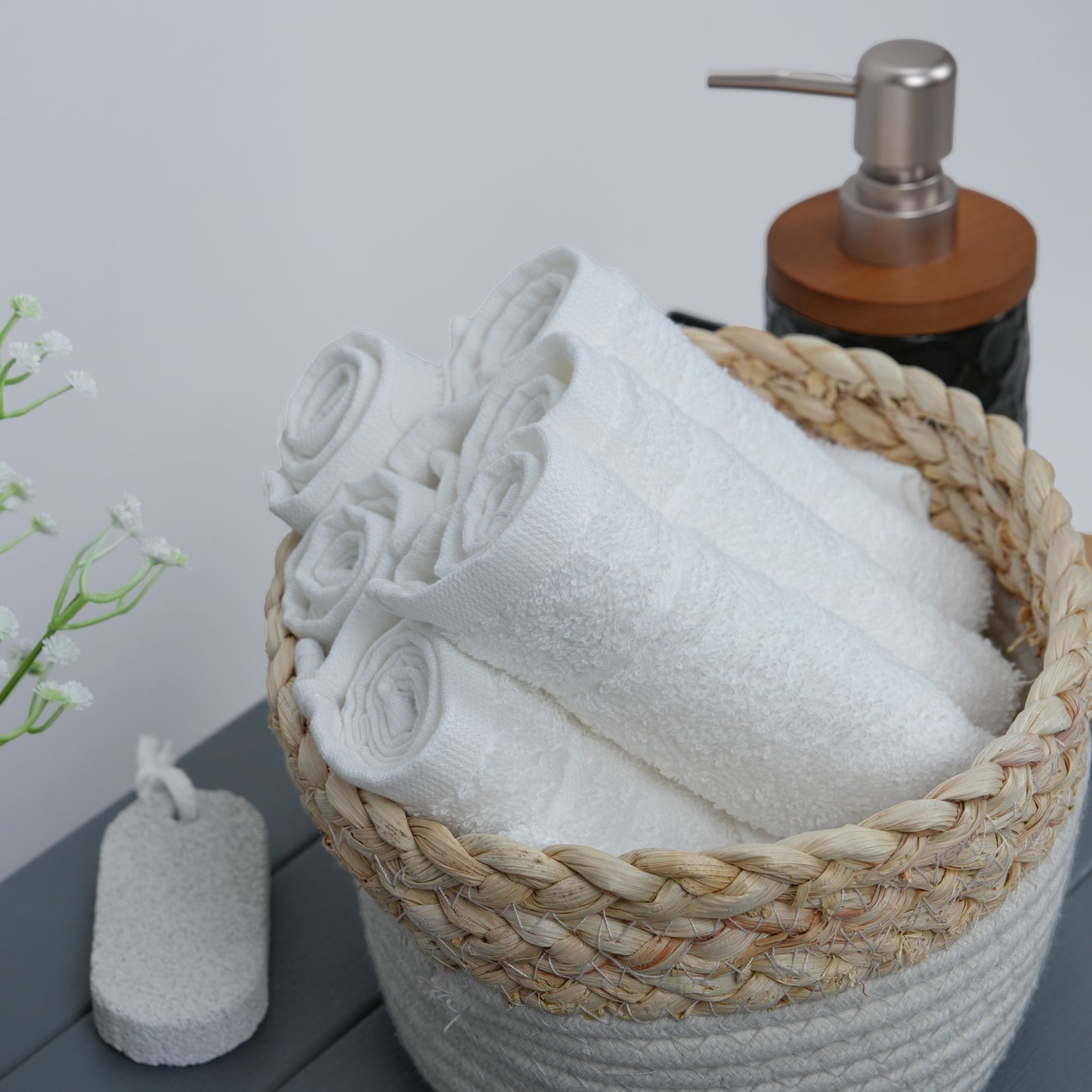 Tens Towels 60 Pack Cotton Washcloths, 12 x 12 in (White)