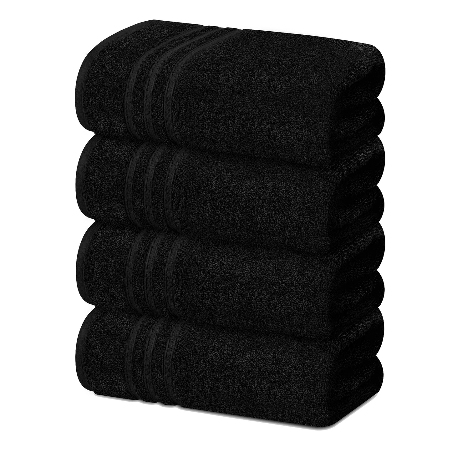 Tens Towels 4 Piece Bath Towels Set, 100% Cotton, 27 inches x 54 inches (BLACK)