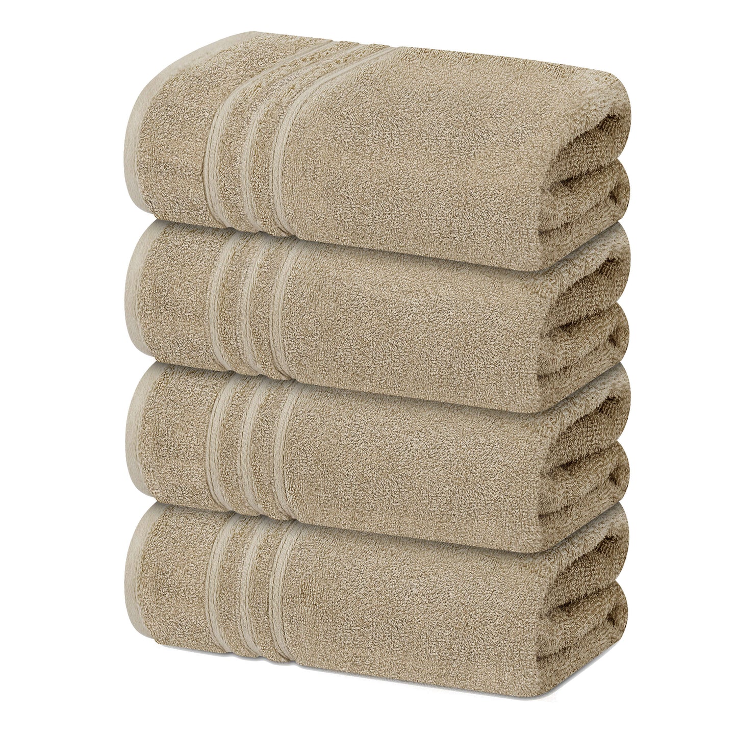 Tens Towels 4 Piece Bath Towels Set, 100% Cotton, 27 inches x 54 inches (BEIGE)